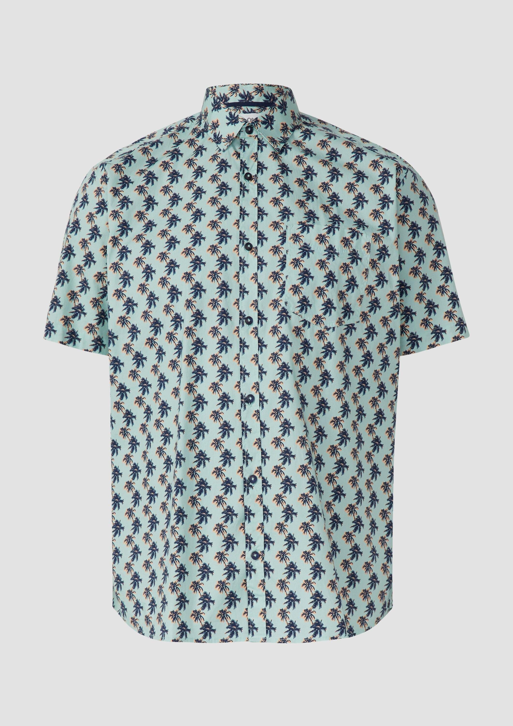 s.Oliver Kurzarmhemd Hemd Regular Fit: Gemustertes Kurzarmhemd aus Baumwollstretch