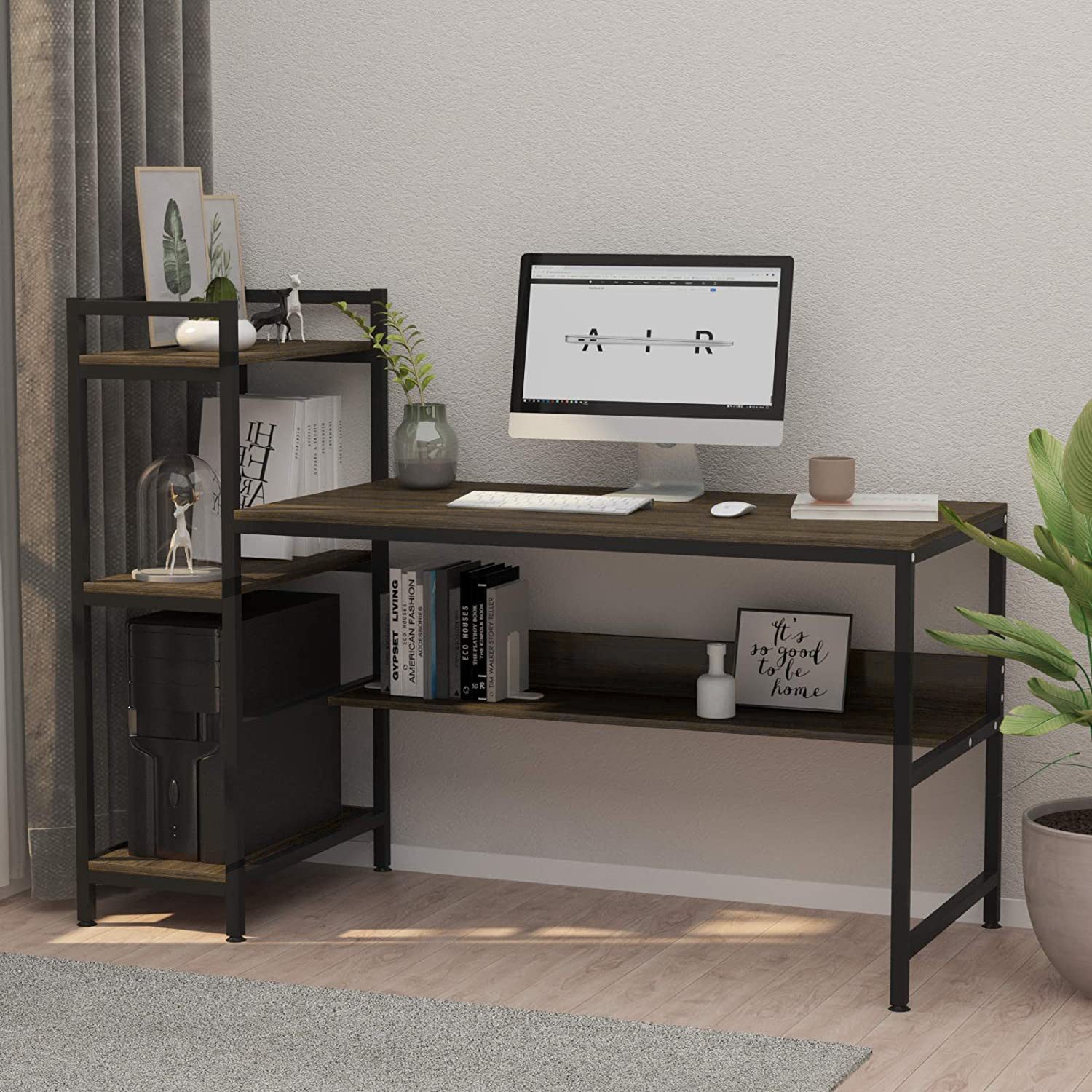 NAIMP Computertisch Schreibtisch mit Ablage Bürotisch günstig online kaufen