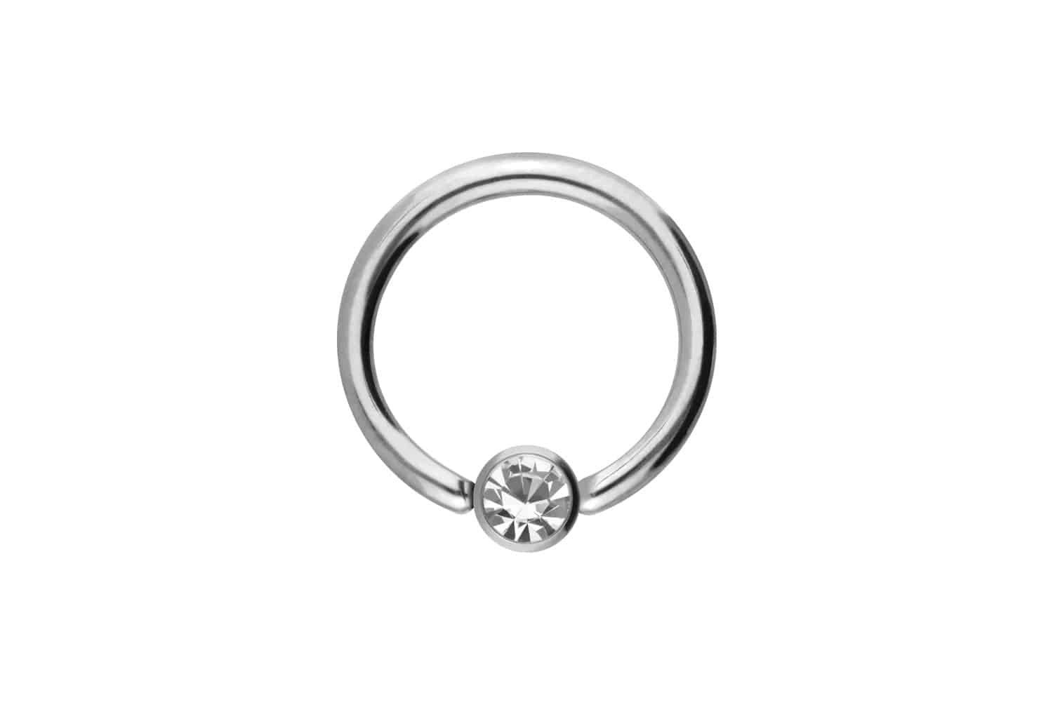 PIERCINGLINE Nasenpiercing Chirurgenstahl Klemmkugelring DISC + KRISTALL (Klemm-Ringe, 1-tlg)