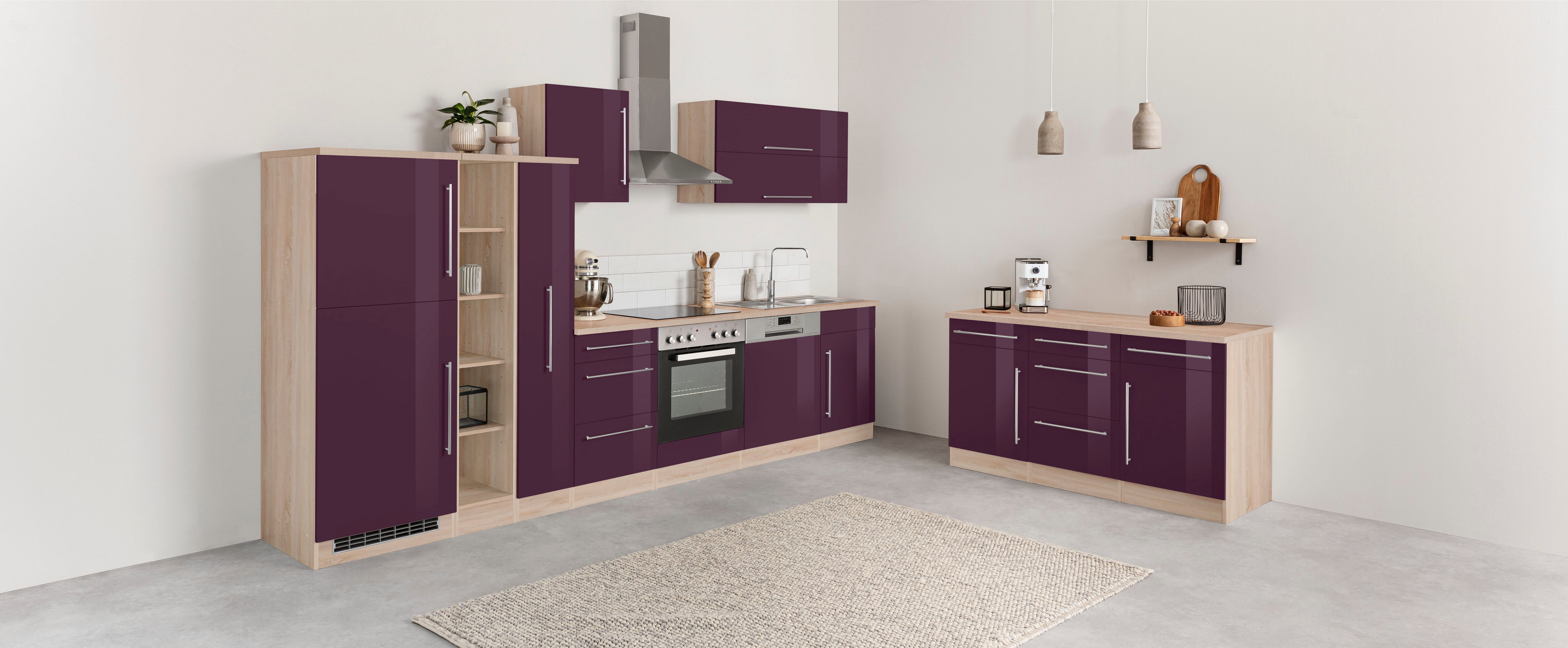 aubergine | Unterschrank eiche 150 HELD cm Samos Hochglanz Breite sonoma MÖBEL