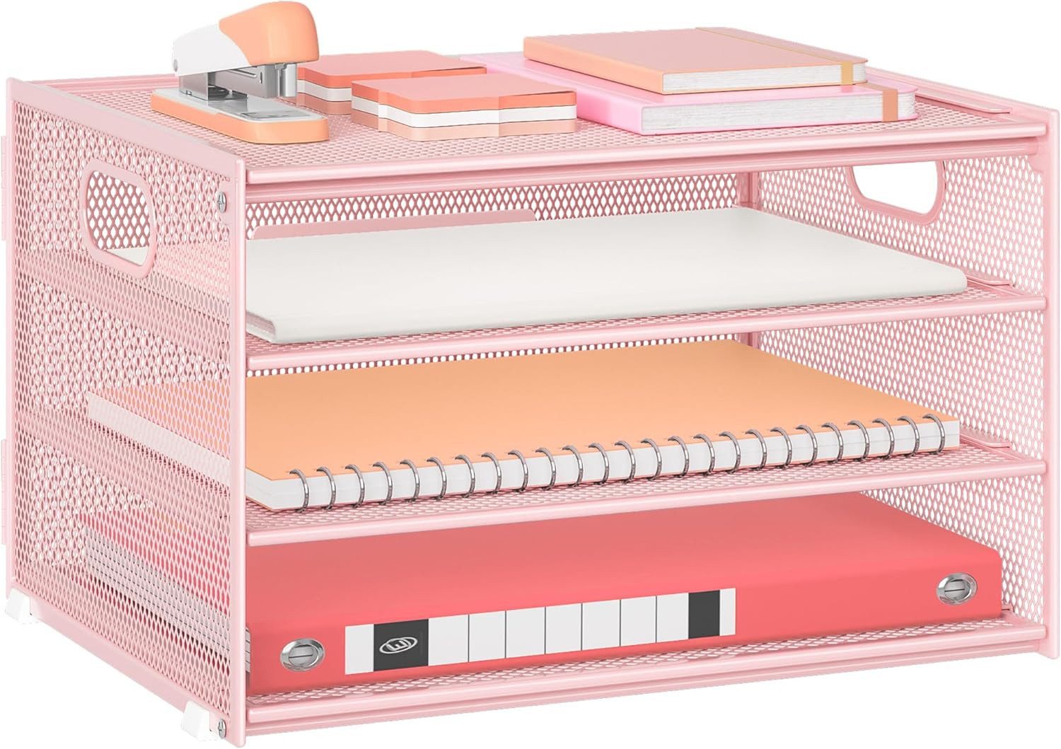 FELIXLEO Organizer Marbrasse Schreibtisch Organizer 4 Stufen Metall Briefablage Schule