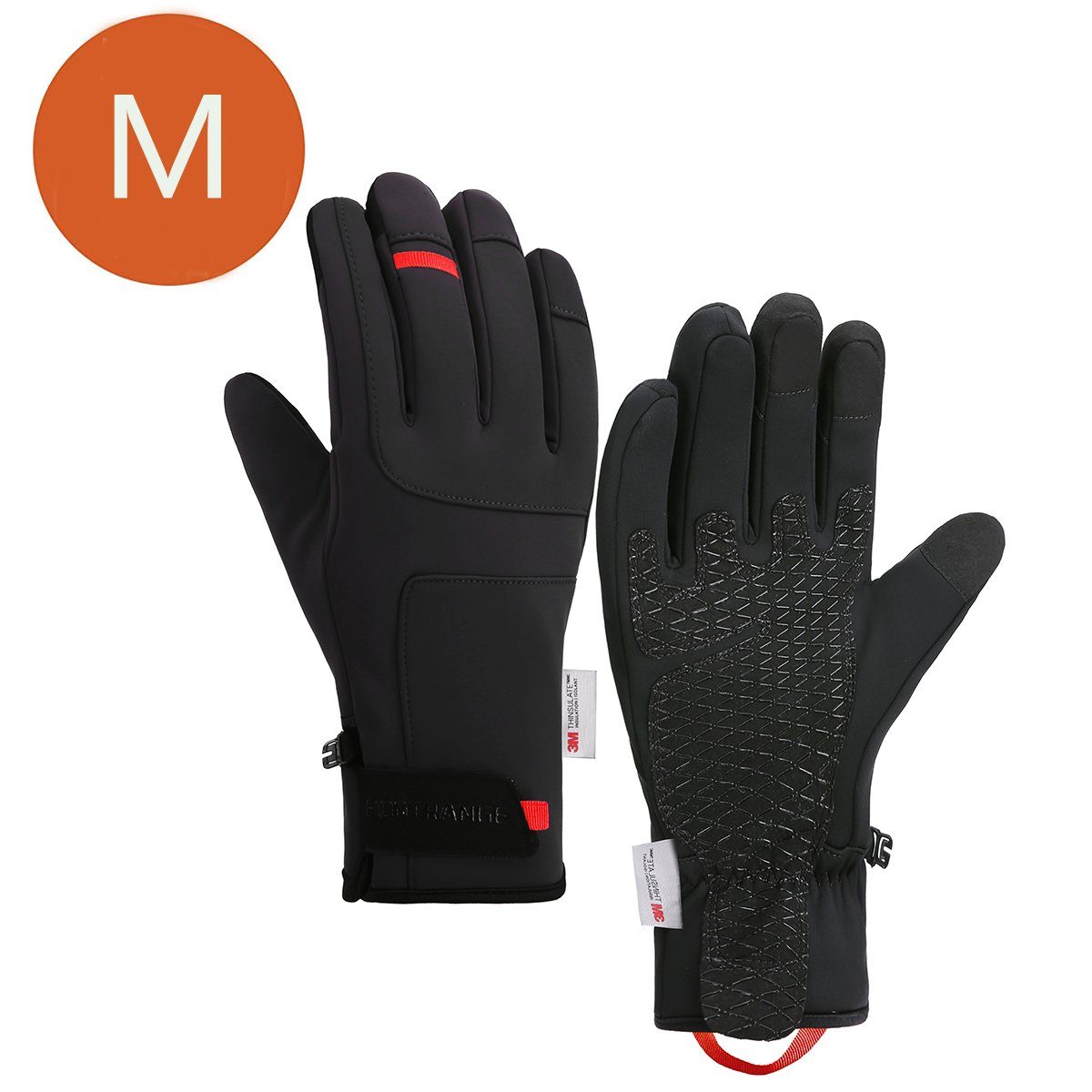 Membrane Handschuhe wasserdichter Fahrradhandschuhe Fahrradhandschuhe Ski Schwarz und Anti-Rutsch Winterhandschuhe mit Touchscreen-Funktion XDeer