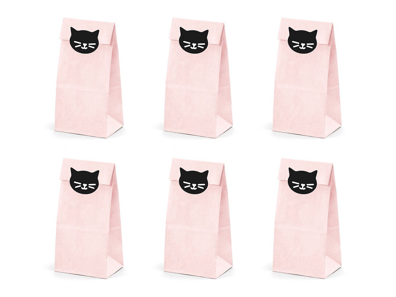partydeco Papierdekoration, Papiertüten mit Katzen Aufklebern 6er Set rosa günstig online kaufen
