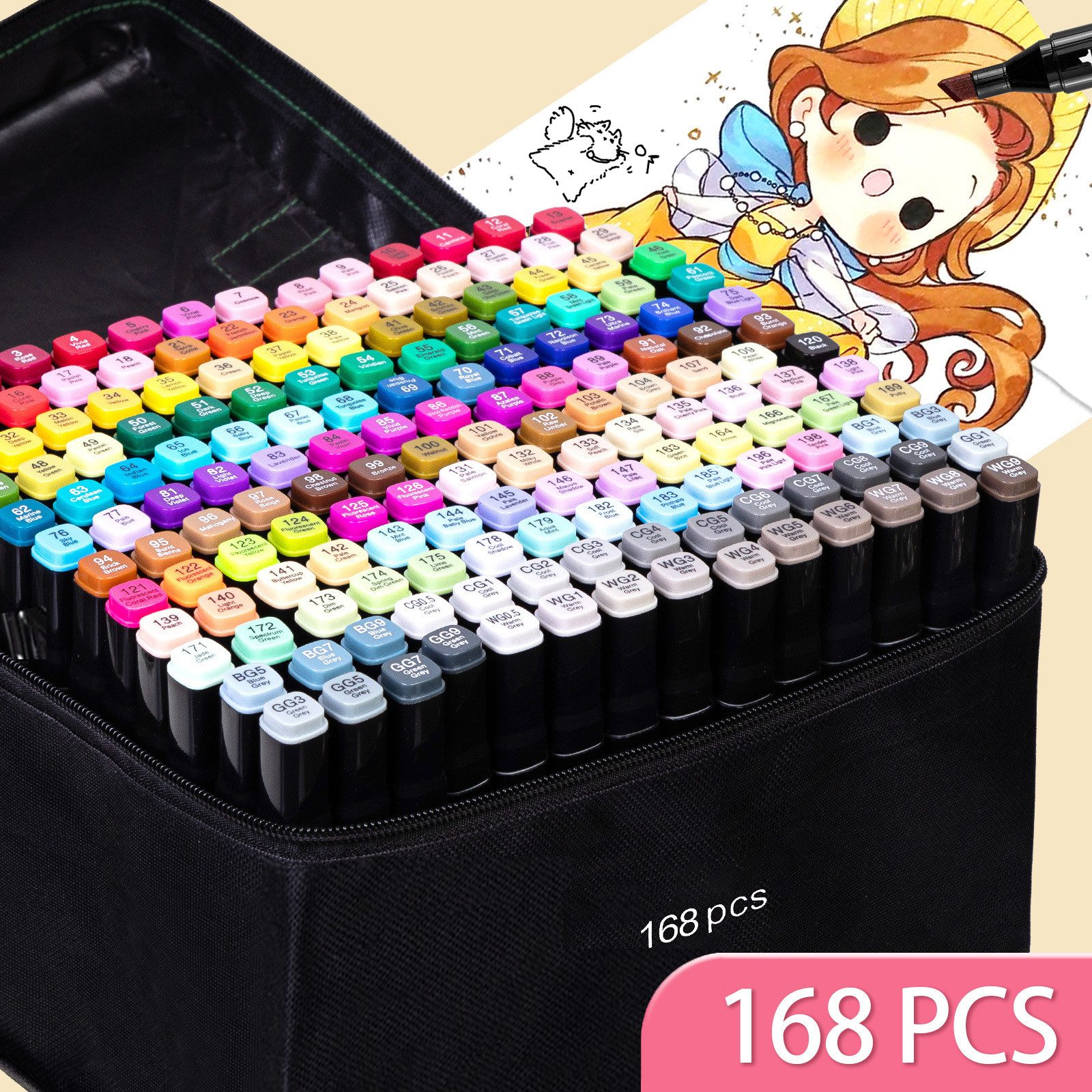 Filzstift Lackmarker 168 Farben Filzstifte Set Doppelseitige Marker Stifte
