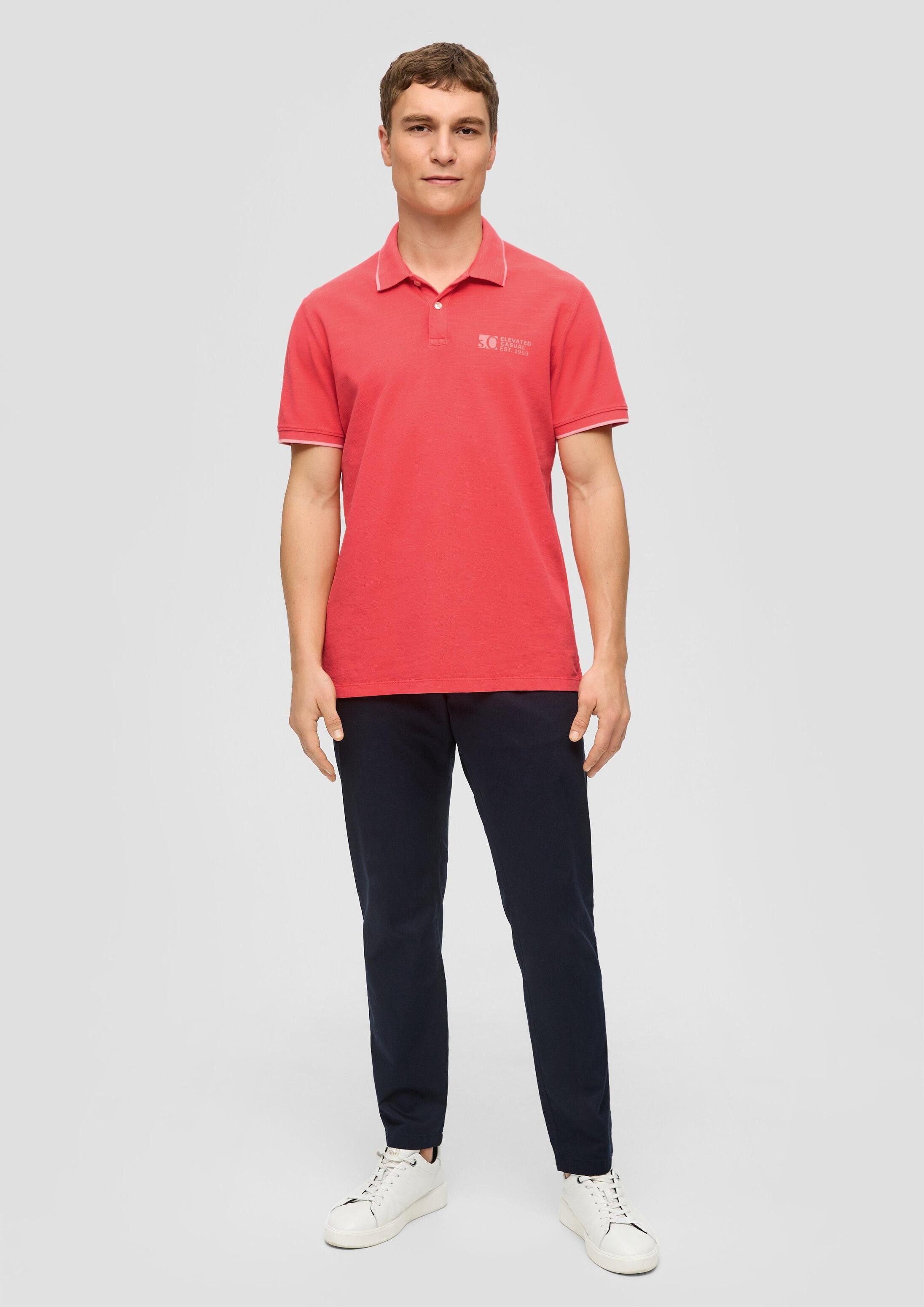 s.Oliver Kurzarmshirt Polo-Shirt Poloshirt mit Piquêstruktur und Logo-Print