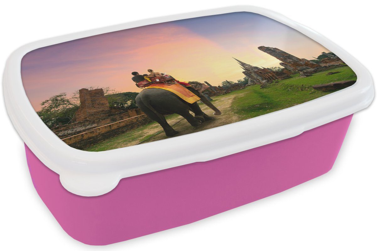 (2-tlg), Mädchen, Snackbox, Brotbox Lunchbox Elefant Tiere Natur, Kunststoff, Dorf Brotdose - Kunststoff Erwachsene, Kinder, rosa MuchoWow - - für