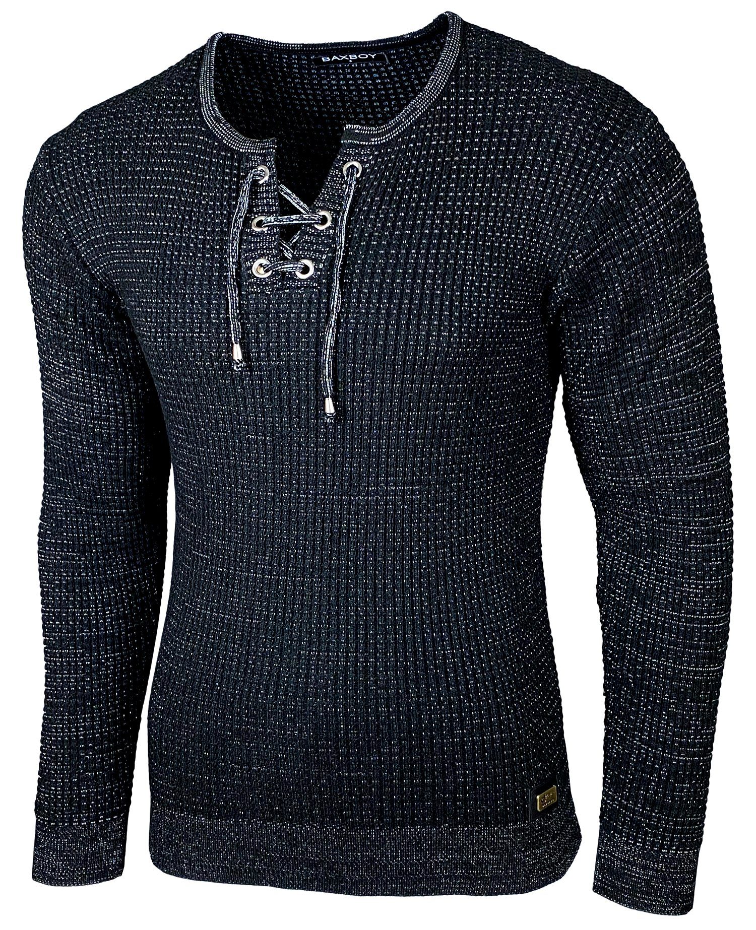 Baxboy Strickpullover Baxboy Herren Pullover Rundkragen Moderner Feinstrick Pulli B-52132