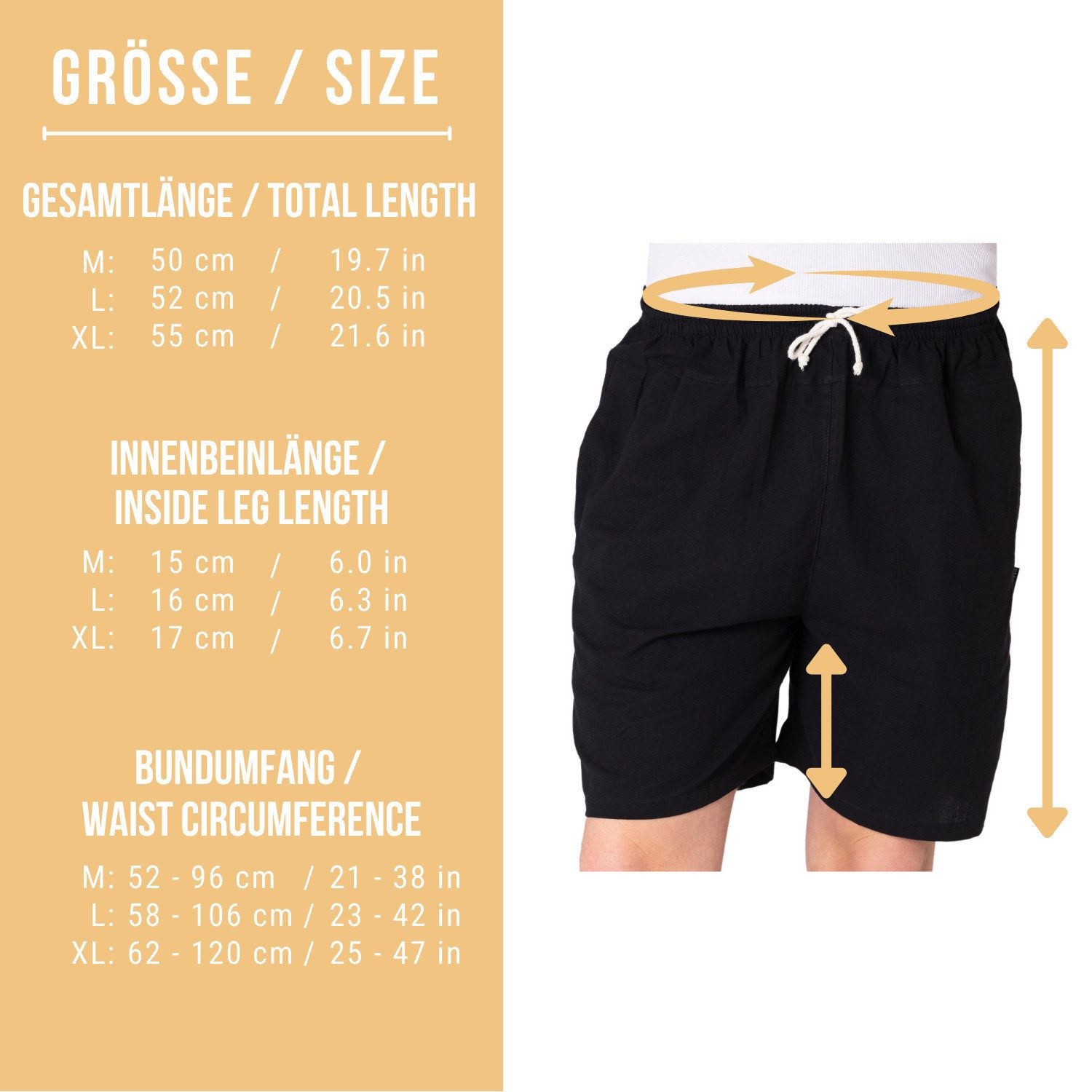 PANASIAM Shorts kurze Hose aus 100% Baumwolle Basic Stoffhose mit Taschen & Gummibund Sommerhose Sweatshorts Casual Loungewear Wellnesshose Strandshorts