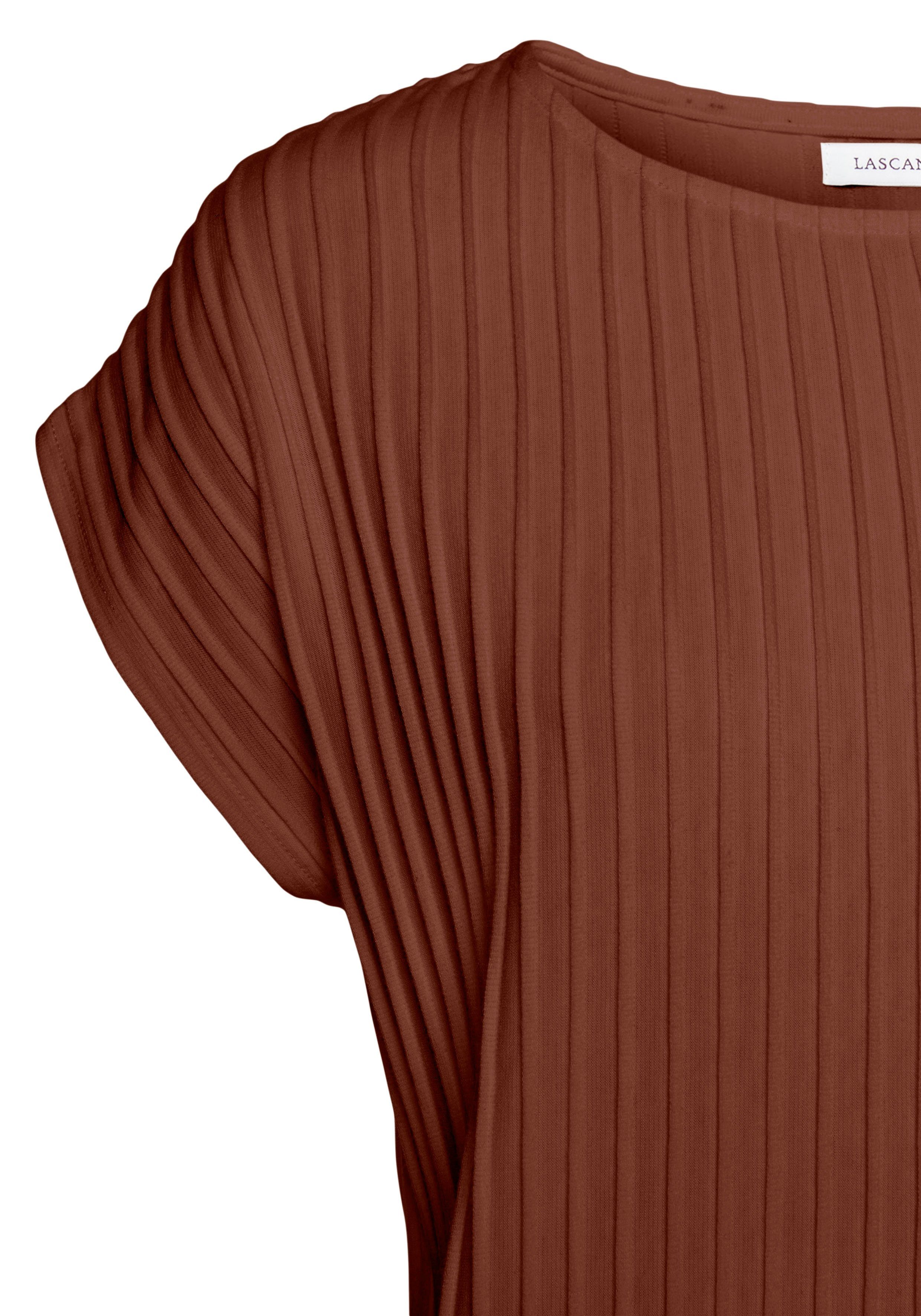 Streifenshirt, Biesenstruktur, T-Shirt rostbraun mit Strukturware LASCANA T-Shirt, moderne