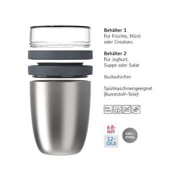 Mepal Lunchbox Ellipse Thermo-Lunchpot + Faltbarer Löffel, Material-Mix, (3-tlg)