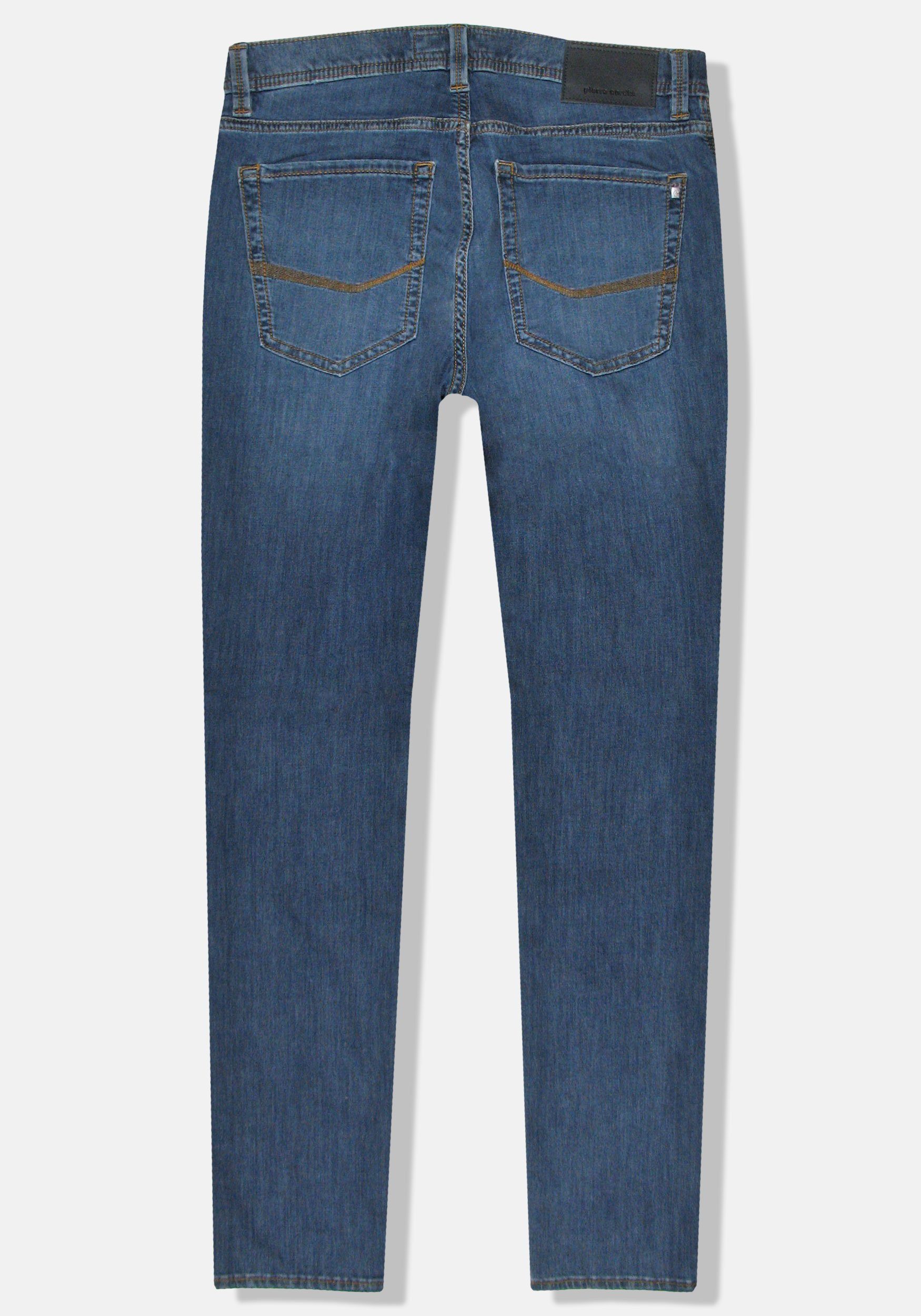 Dark Blue 5-Pocket-Jeans Vintage Futureflex Denim Stretch Lyon Cardin Pierre Used Tapered