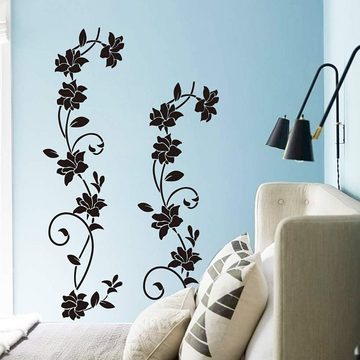 Coonoor Wandsticker Schwarze Blumen- und Hibiskus-Wandaufkleber(2 St) (2 St), Die Wanddekoration für moderne Kinderzimmer und Schlafzimmer