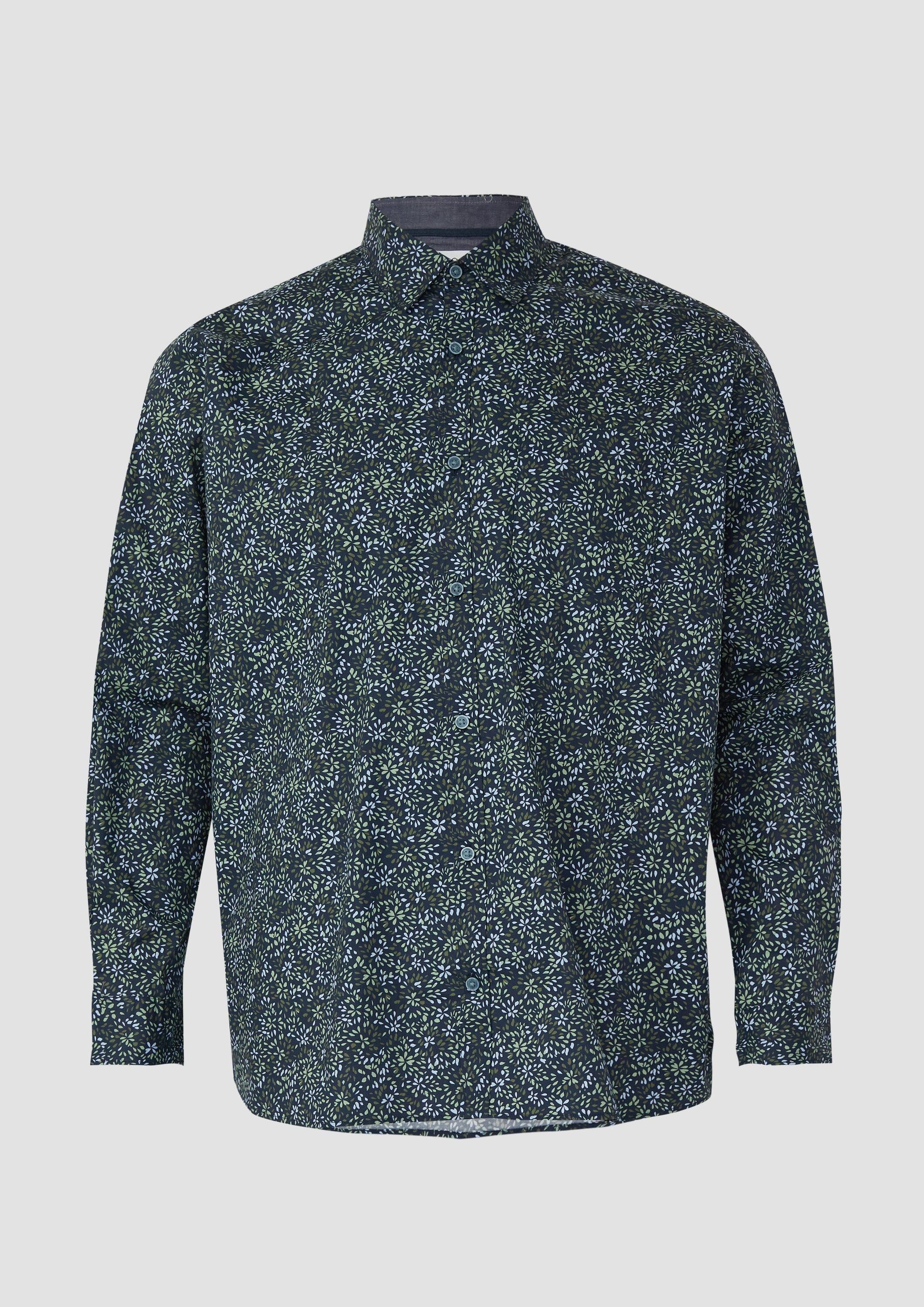 s.Oliver Langarmhemd Hemd Slim Fit: Langarmhemd mit All-over-Print und Kentkragen