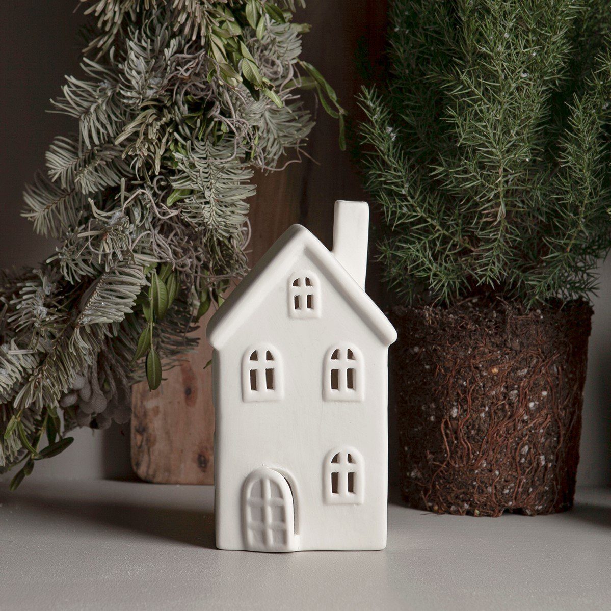 Windlicht Storefactory Dekorationshaus BYN Nr. 10 Keramik weiß, 8x6x16 cm