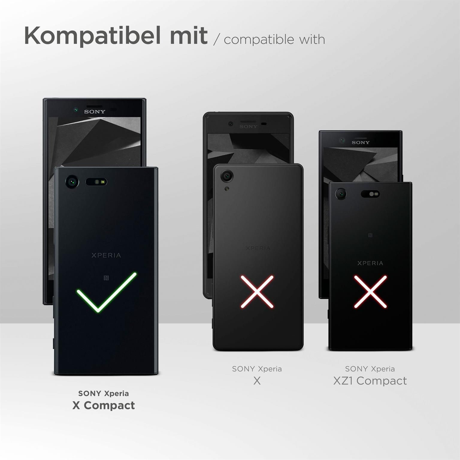 moex Handyhülle für Sony Xperia X Compact Hülle Klappbar Book Case Dunkelgrau 4,6 Zoll, Klapphülle Kartenfach Flip Cover Handytasche Leder Optik Schutzhülle