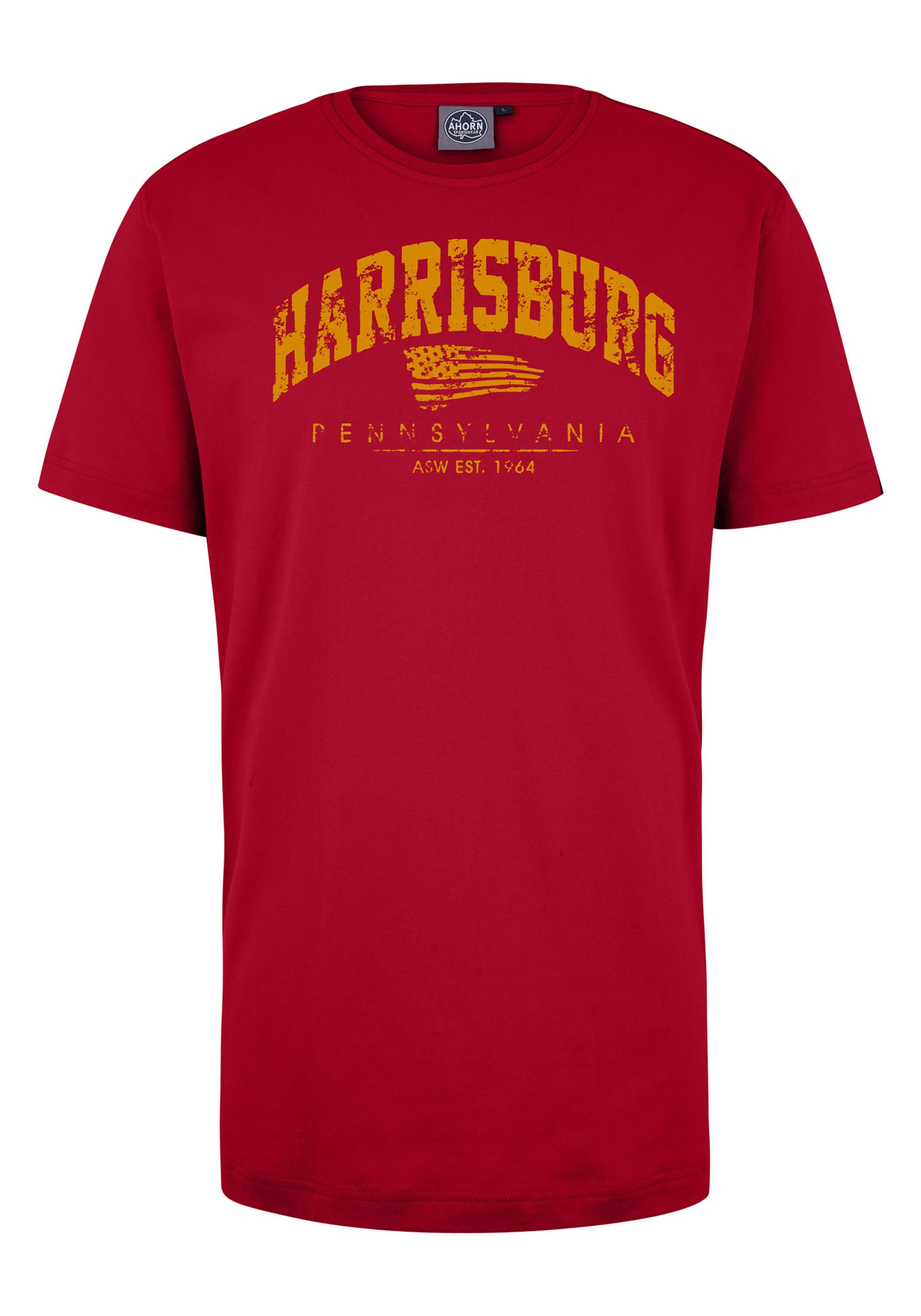 T-Shirt AHORN HARRISBURG rot sportlichem Print mit SPORTSWEAR