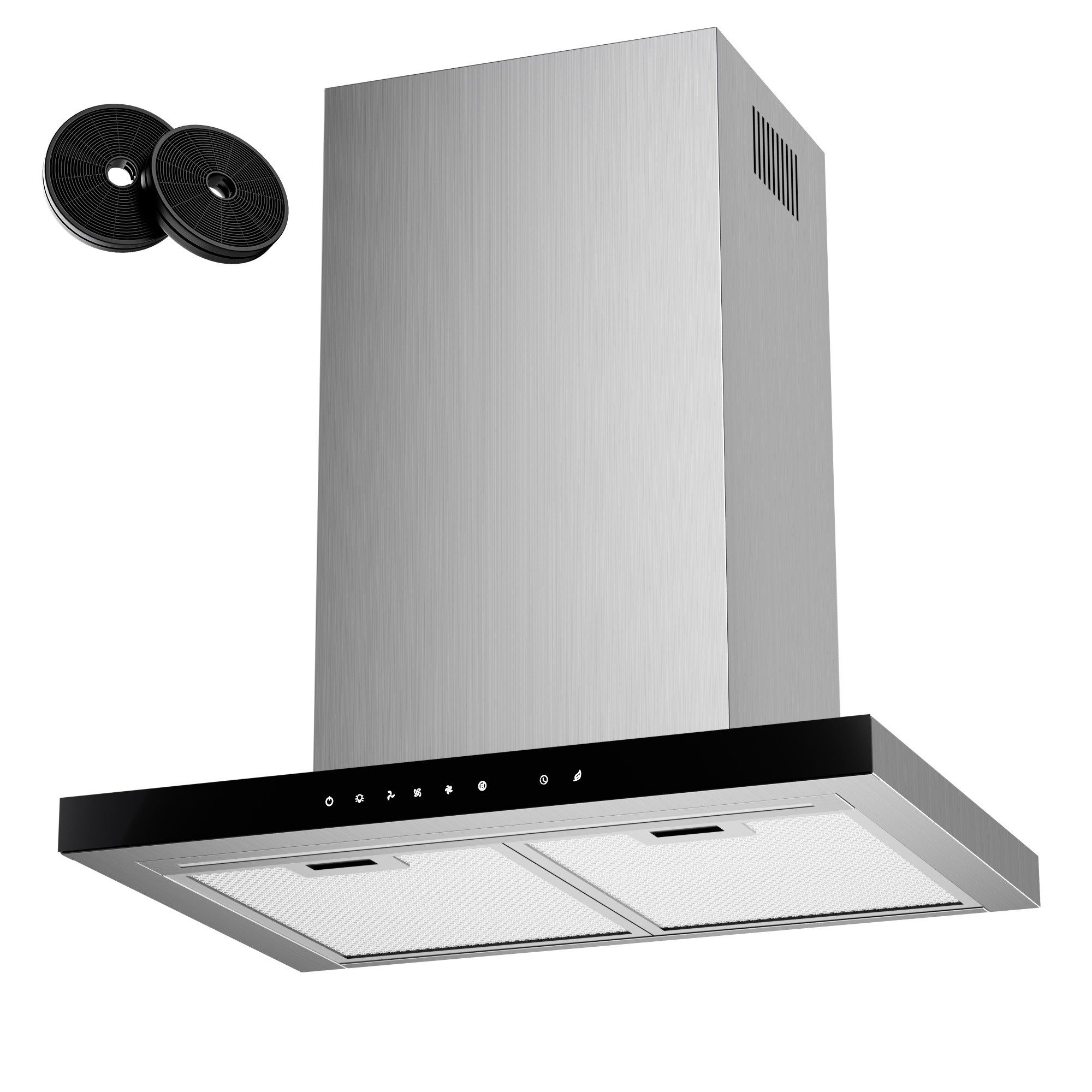 Levivo Wandhaube A+++ Dunstabzugshaube 60cm Umluft & Abluft mit 750 m³/h Aktivkohlefiltern, Fettfiltern, LED-Beleuchtung