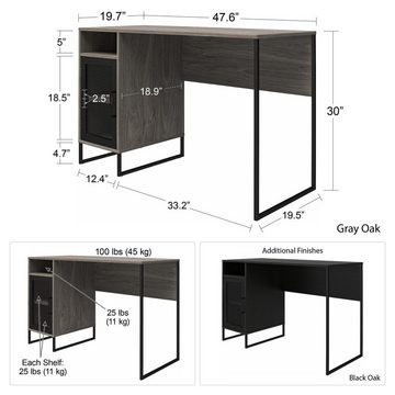 loft24 Schreibtisch Palle (1-St), aus Metall mit Tür und Stauraum, Breite 121 cm