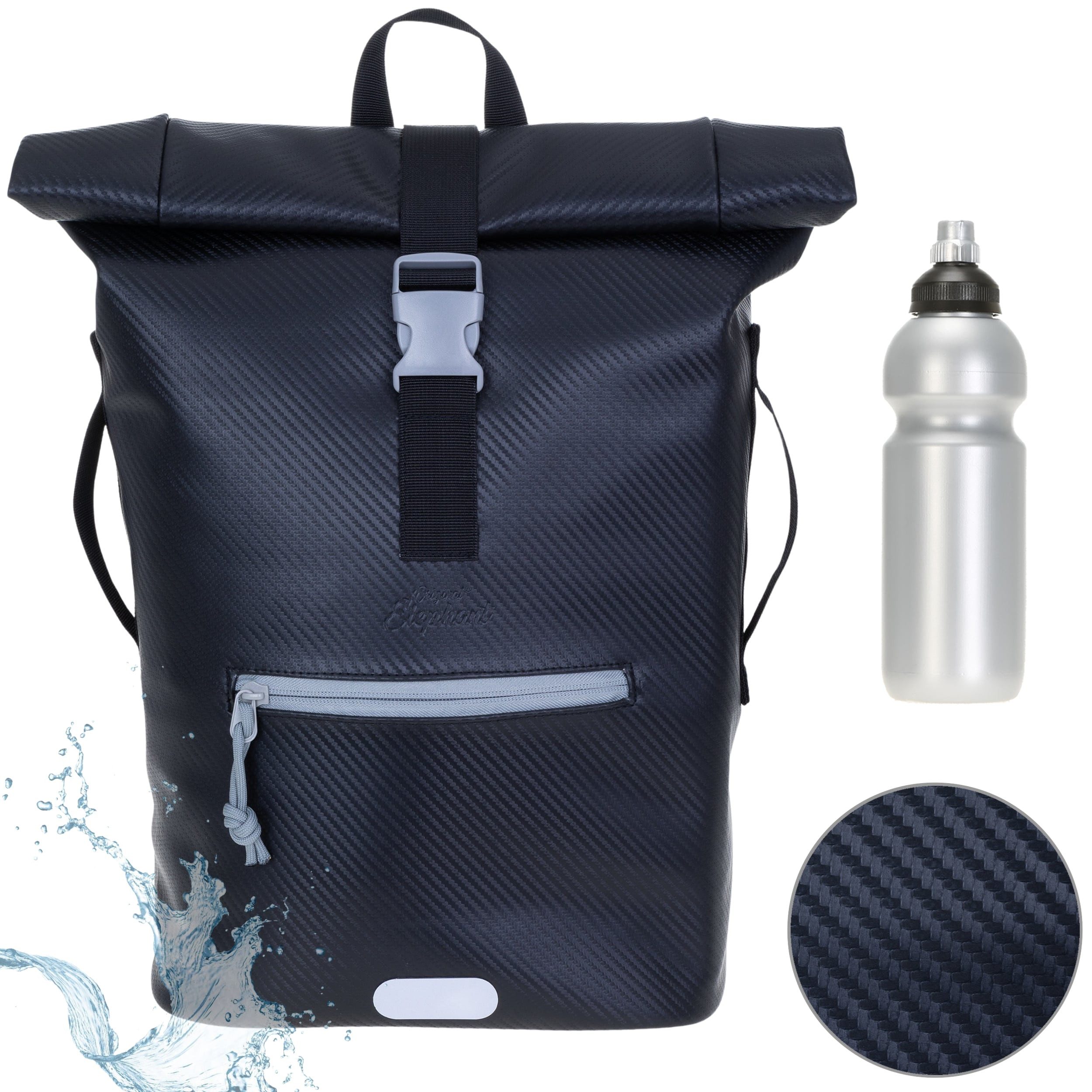 ELEPHANT Freizeitrucksack Time Bag aus Plane, Rucksack Laptoprucksack Daypack wasserabweisend + Trinkflasche