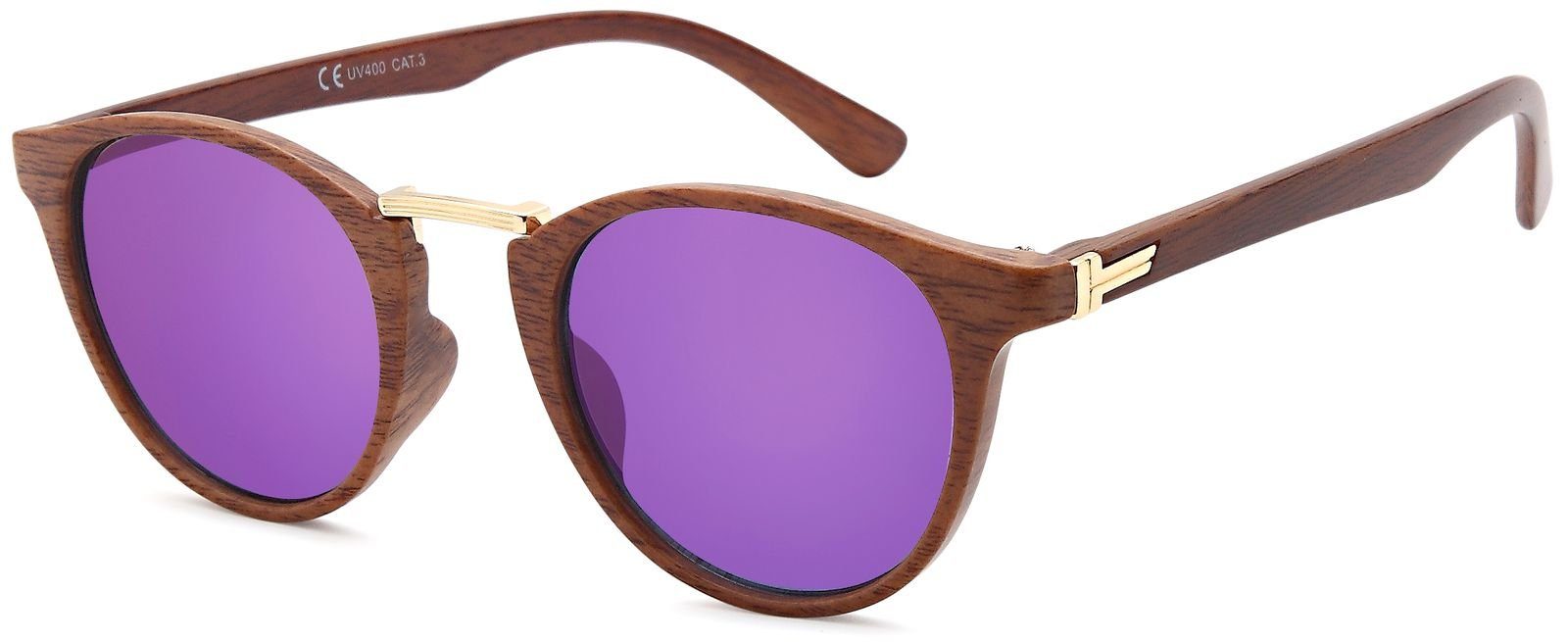 styleBREAKER Sonnenbrille Panto Sonnenbrille Holz Optik günstig online kaufen