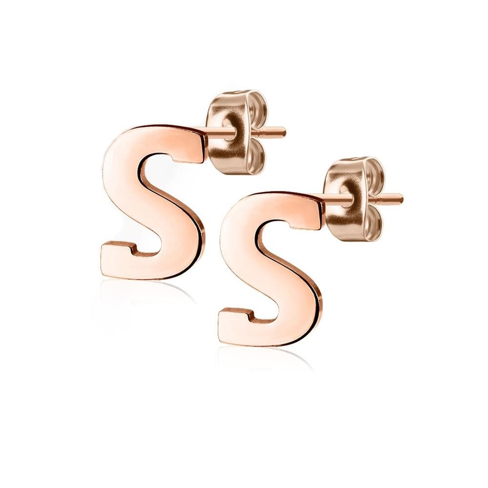 Ohrring-Set S Ohrstecker Buchstaben Rosegold aus Edelstahl Damen