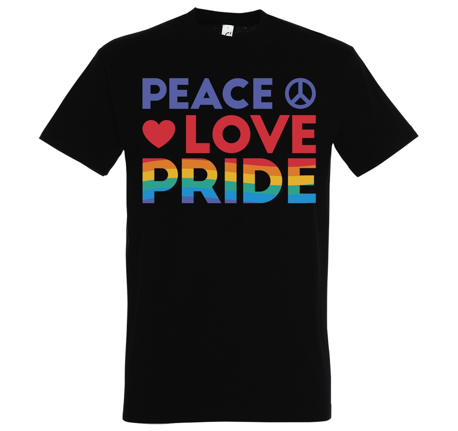 Pride Love T-Shirt Frontdruck Herren mit Designz Peace Schwarz Youth Trendigem T-Shirt