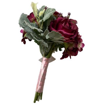 Kunstblume Braustrauß Wurfstrauß Blumenstrauß Bouquet Bordeaux Weinrot 28cm, Flor & Decor Import GmbH