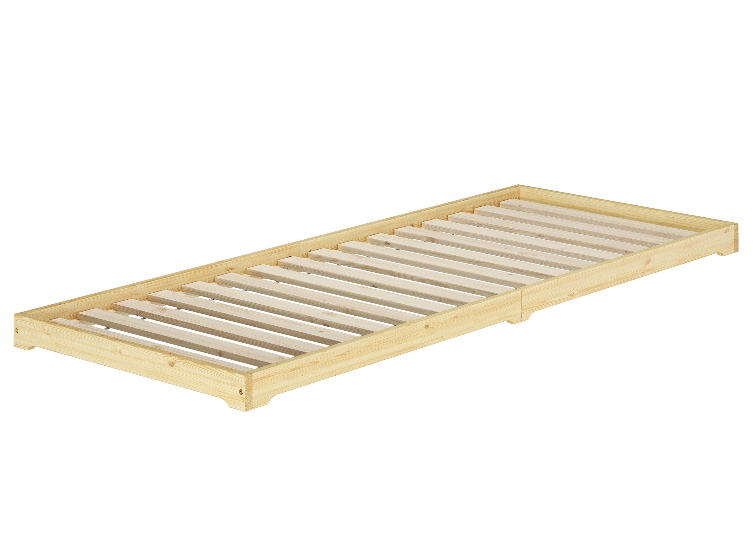 ERST-HOLZ Einzelbett Überlanges Holzbett Kiefer Massiv Extra Niedrig 90 x 2 günstig online kaufen