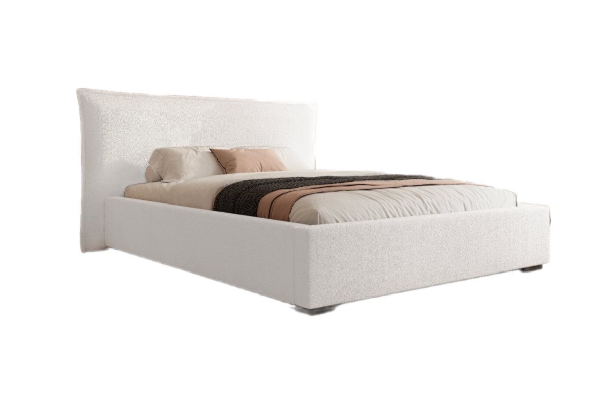 Luxusbetten24 Polsterbett Designer Polsterbett Namino Bouclé, mit Stauraum