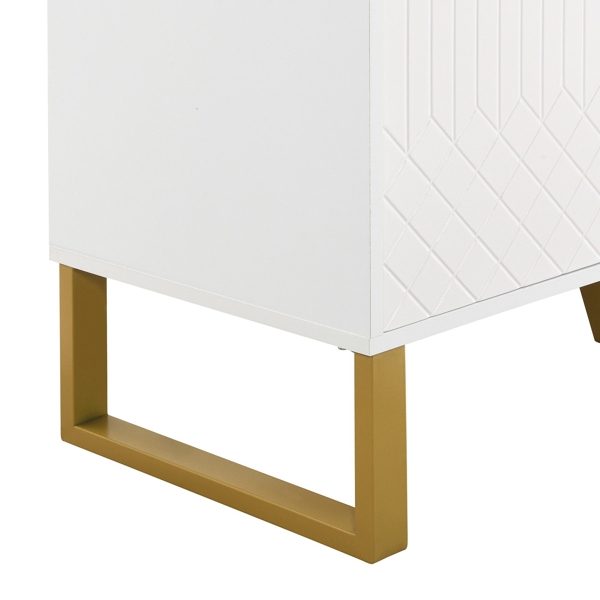 Merax Sideboard Hochglanz Kommode mit 4 Türen, Anrichte mit Metallgriffe und -beine, Buffet mit Push-to-Open Funktion