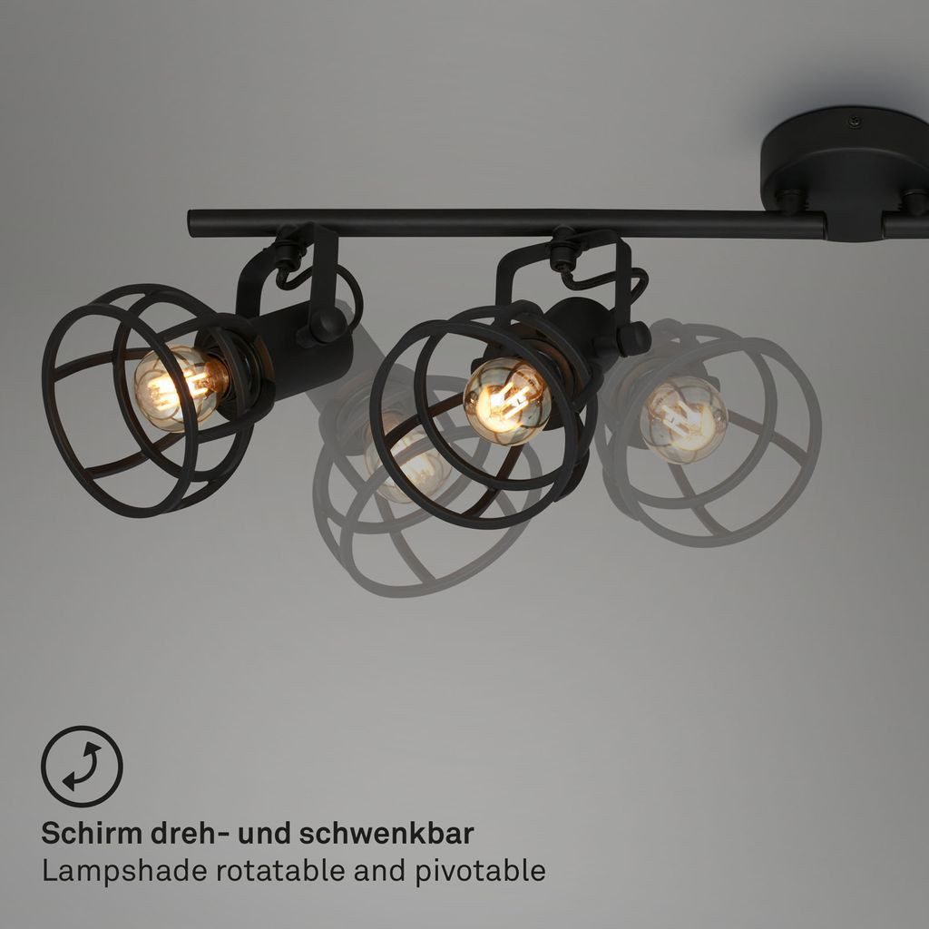 Briloner Leuchten LED Deckenleuchte 2669-045, ohne Leuchtmittel, 2700K - Extra-Warmweiß, Deckenlampe Vintage dreh- und schwenkbar (4x E14 max. 25W)