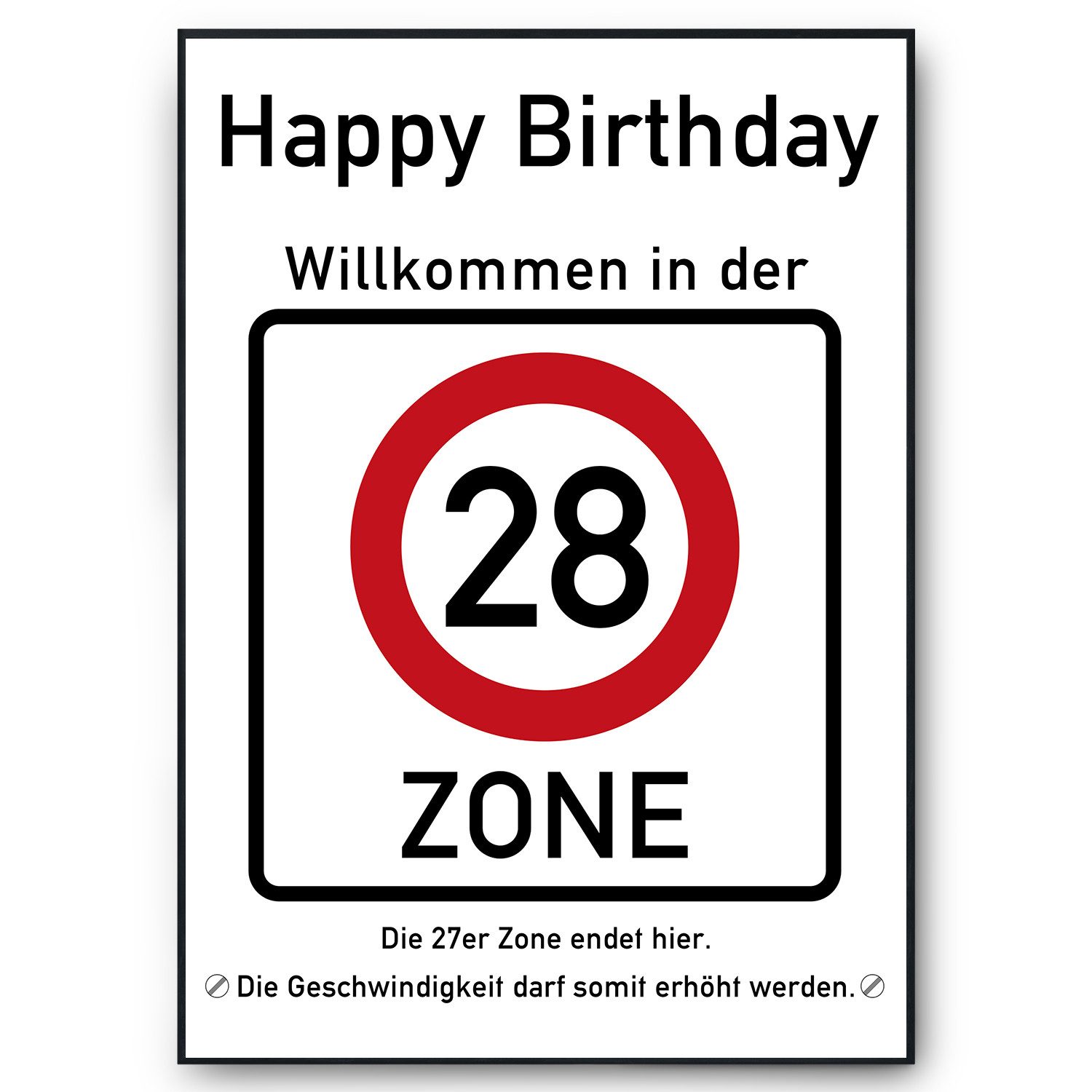 Tigerlino Poster 28. Geburtstag Geschenk Verkehrszeichen günstig online kaufen