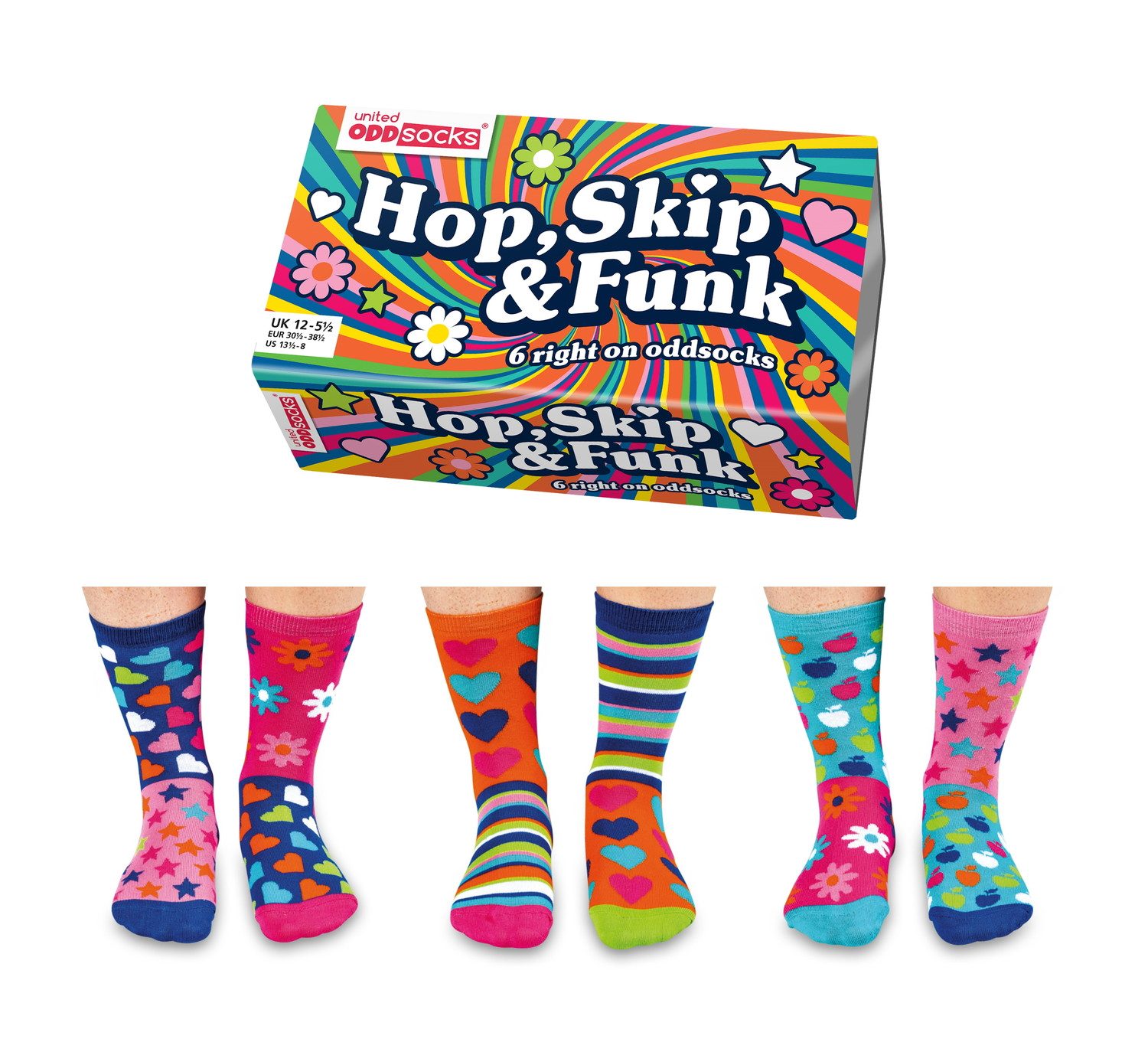 United Oddsocks Freizeitsocken Verrückte Socken Oddsocks Funky Dory für Mädchen im 6er Set