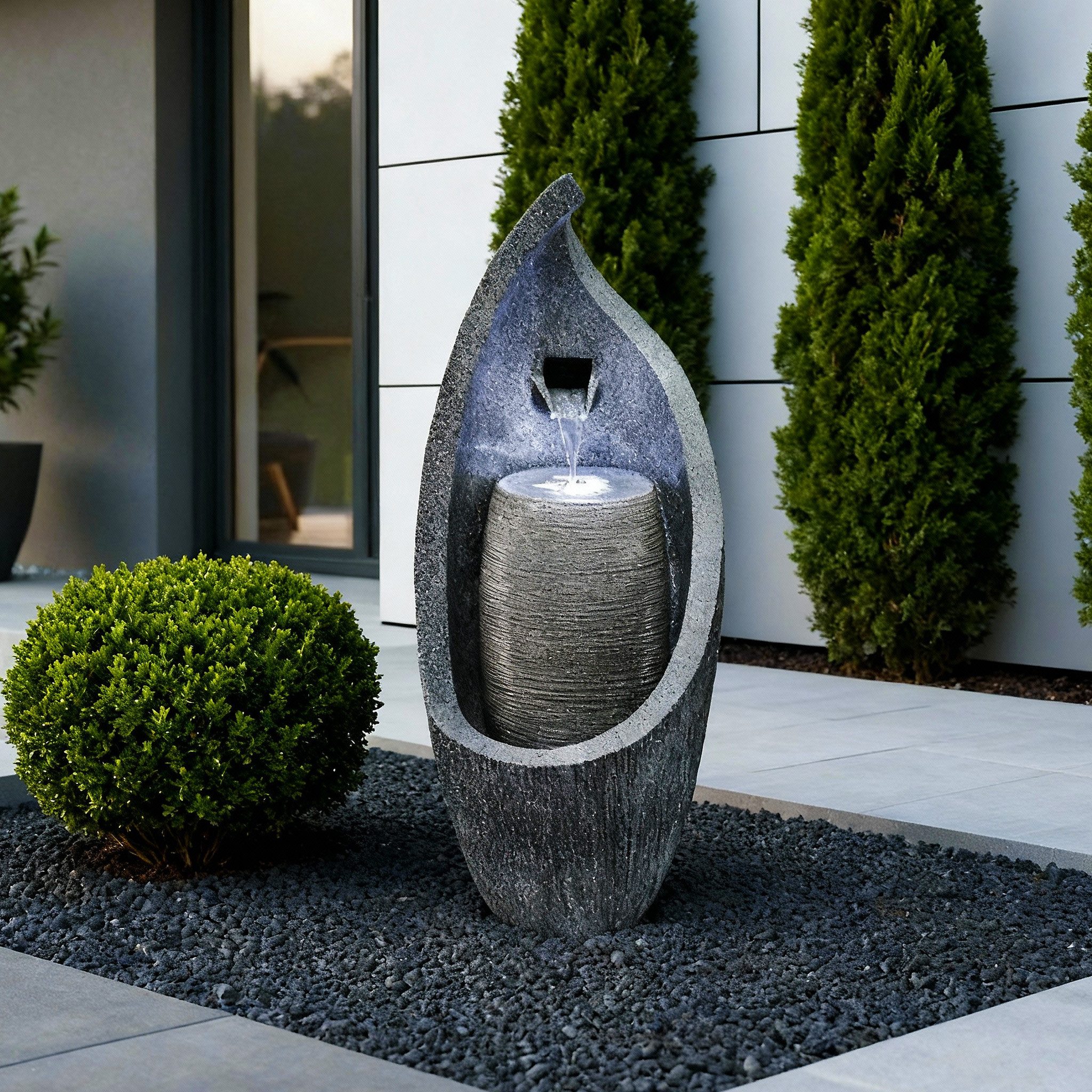 Arnusa Gartenbrunnen Moderner Springbrunnen mit LED Beleuchtung Zimmerbrunnen, für Innen und Außen