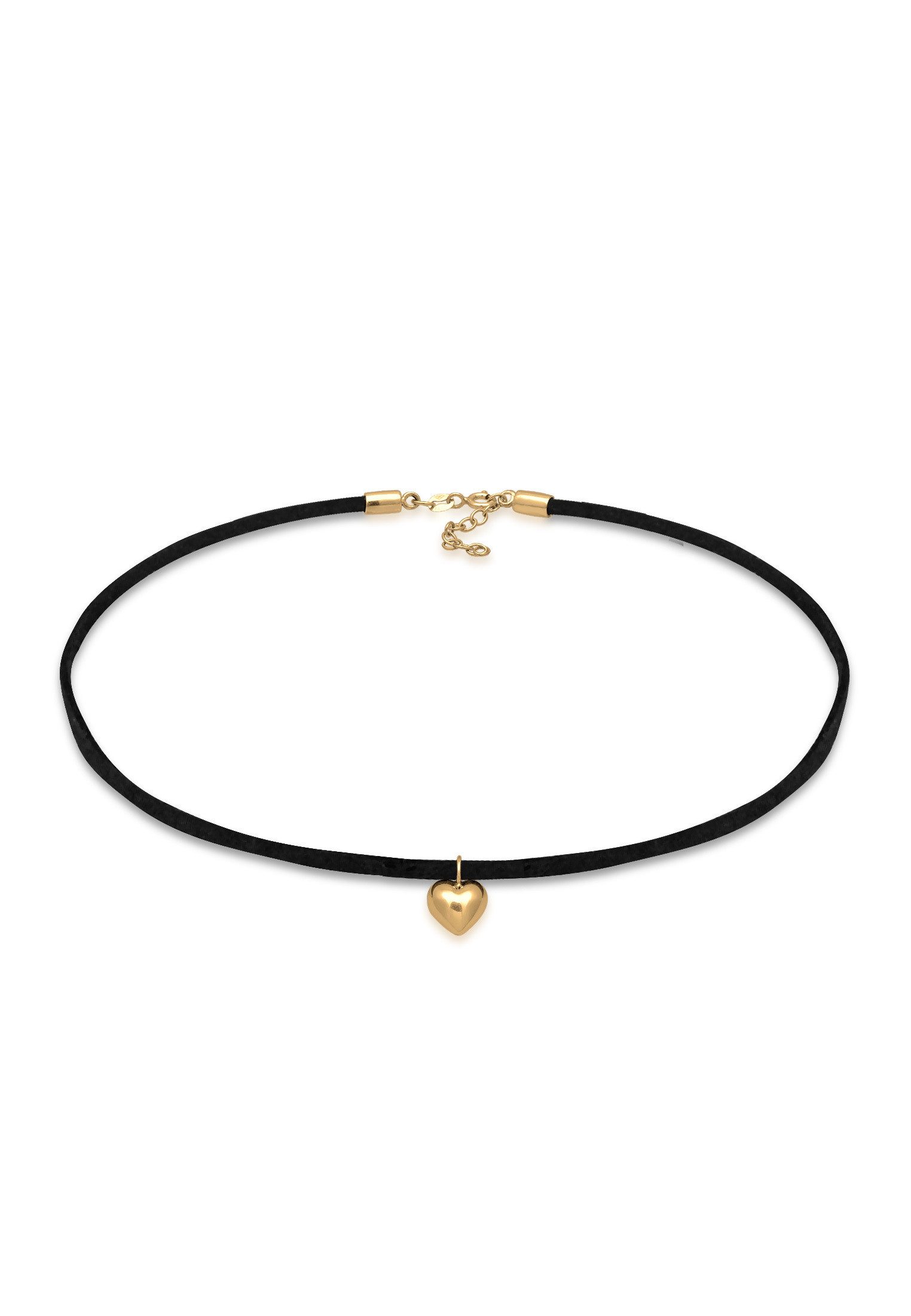 Elli Choker Lederkette synthetisch Herz Anhänger 925 silber günstig online kaufen