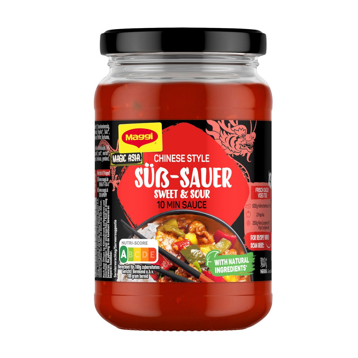 MAGGI Saucen, Maggi Magic Asia 10 Minuten Sauce Sweet and Sour Würzsauce Glas 355g