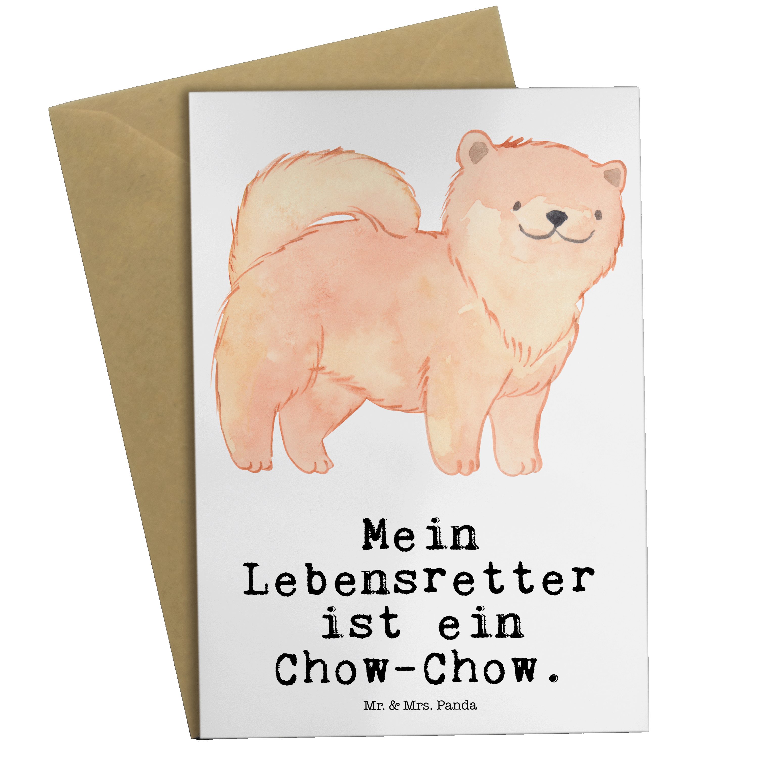 Panda Chow-Chow Mr. & Lebensretter Weiß - Glückwunschkarte, - Asiatisch Geschenk, Mrs. Grußkarte