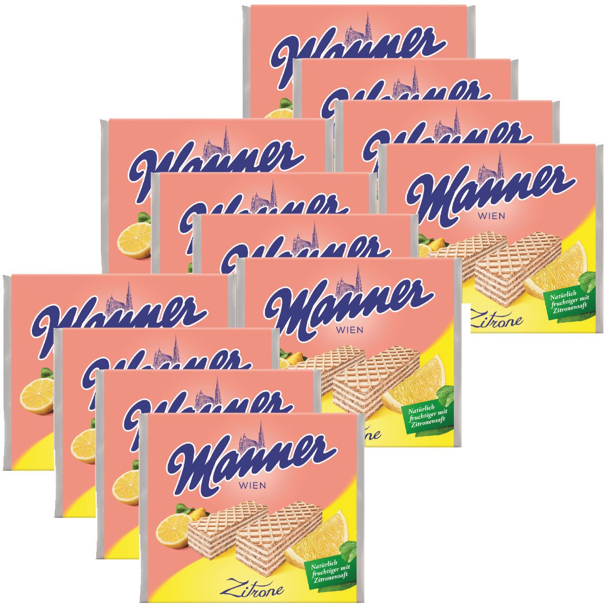 Manner Kekse, Manner knusprige Zitronenwaffeln aus fünf Lagen 75g 12er Pack