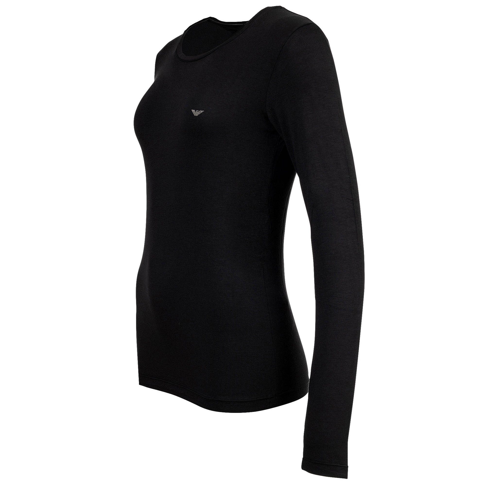 Emporio Armani T-Shirt Damen Longsleeve 1er Pack Viskose ESSENTIAL STUDS (Packung, 1er Pack)