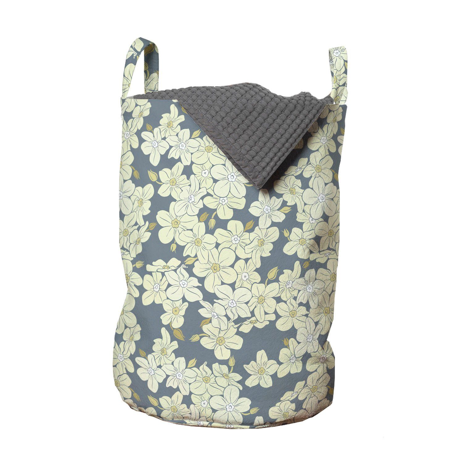 Abakuhaus Wäschesäckchen Wäschekorb mit Griffen Kordelzugverschluss für Waschsalons, Blumen Blooming Englische Garten Kunst