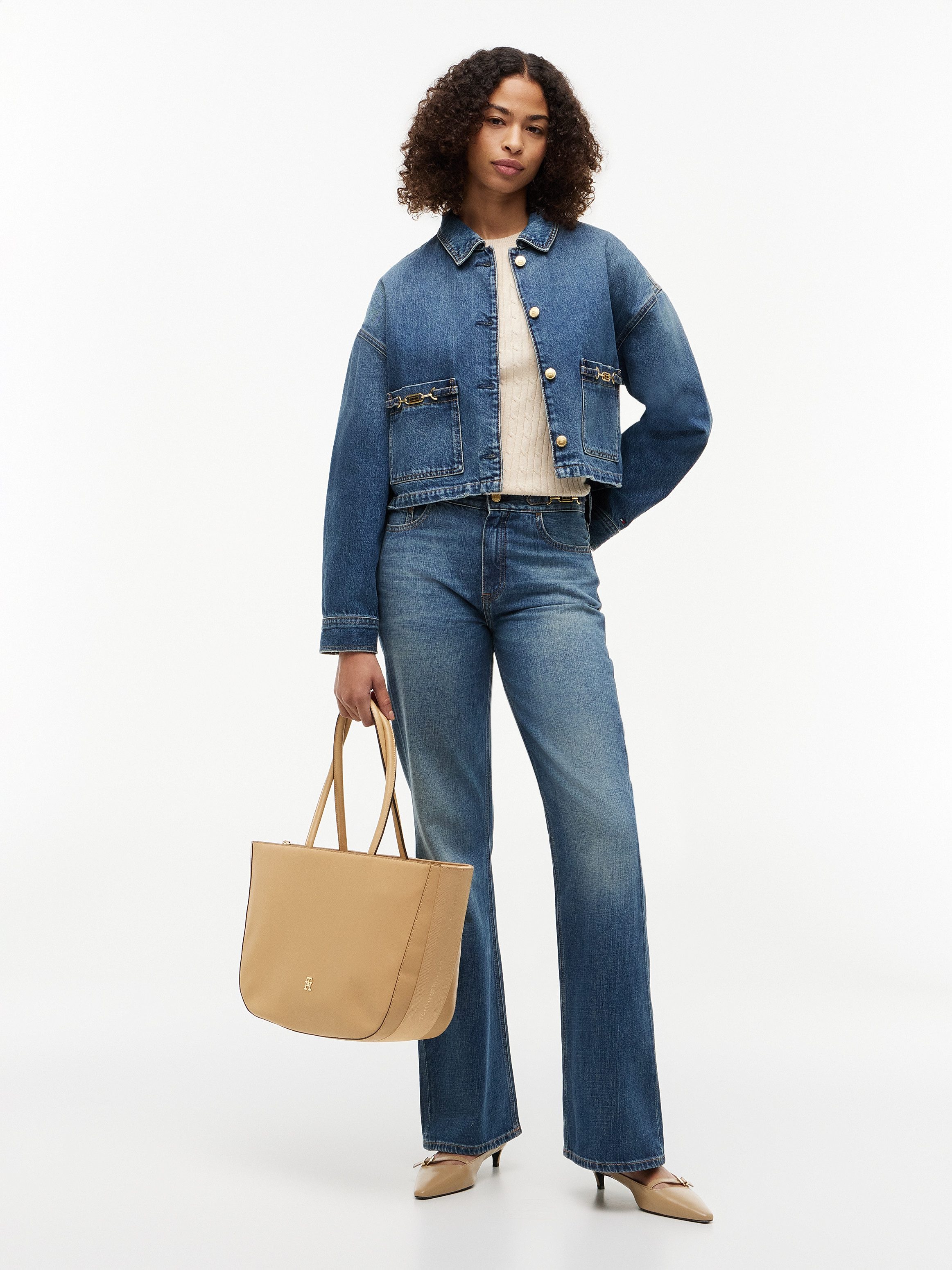 Tommy Hilfiger Tragetasche TH LOGOTAPE TOTE, Damen Shopper, Handtasche mit goldfarbenem TH-Detail