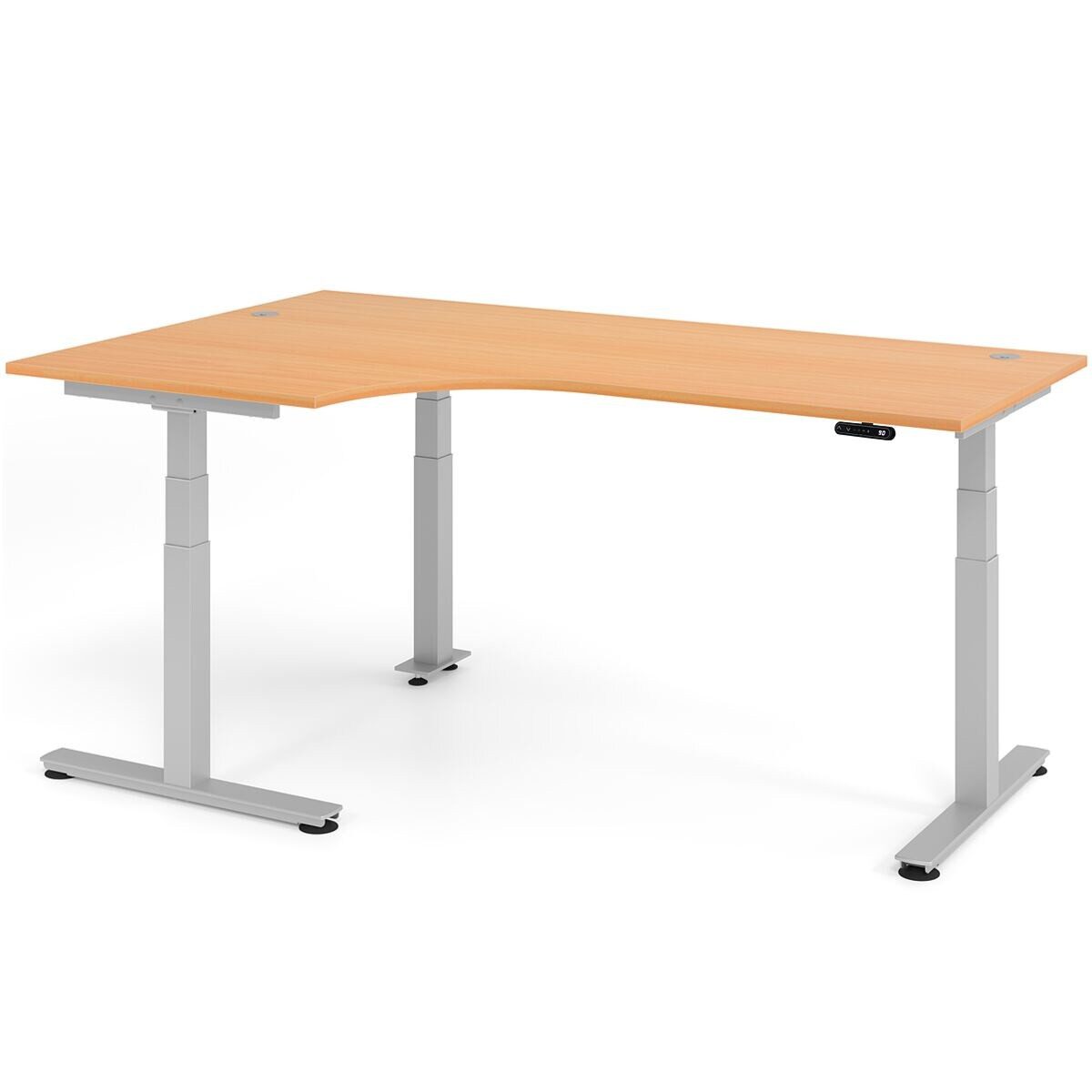 HAMMERBACHER Eckschreibtisch Ergonomic, Breite 200 cm, elektrisch / traversenlos Höhe 63,5-128,5 cm, T-Fuß