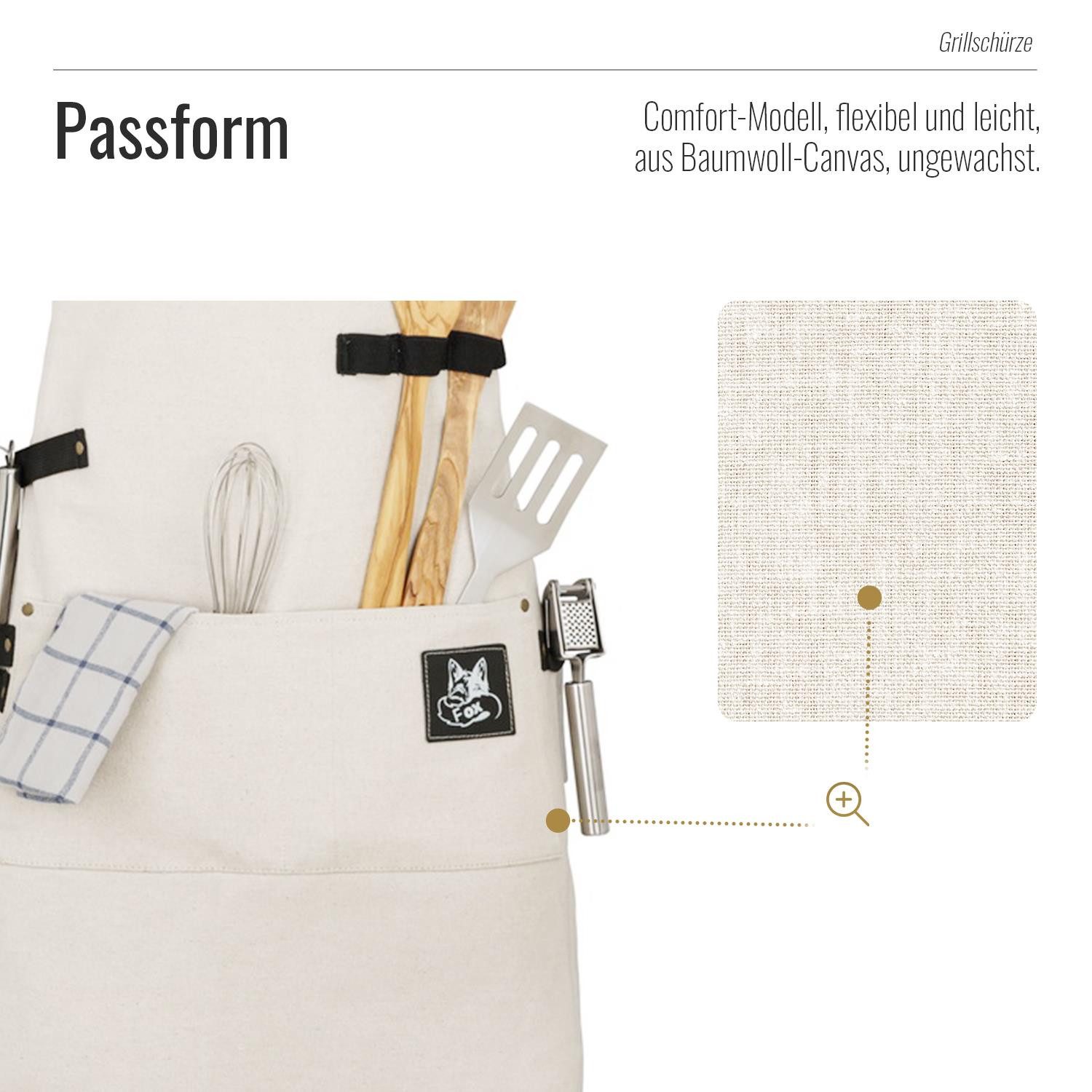 BLACK FOREST FOX Grillschürze Canvas Arbeitsschürze, Grillschürze BBQ Kochs günstig online kaufen
