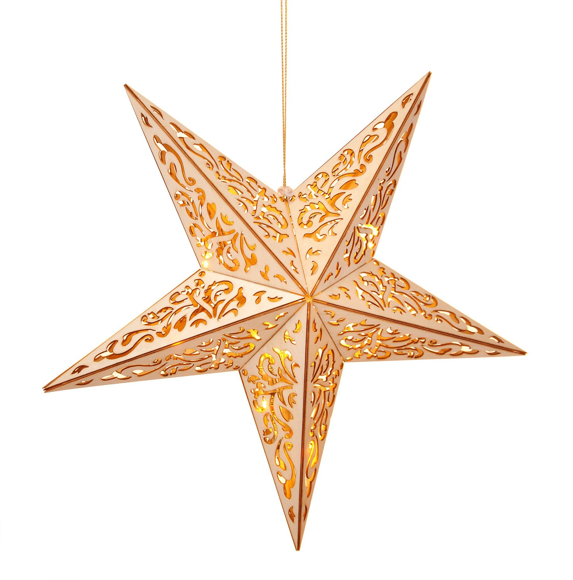 Haushalt International LED Stern »Holzstern mit Fernbedienung beleuchtet Fenster  Weihnachtsstern 40 cm«