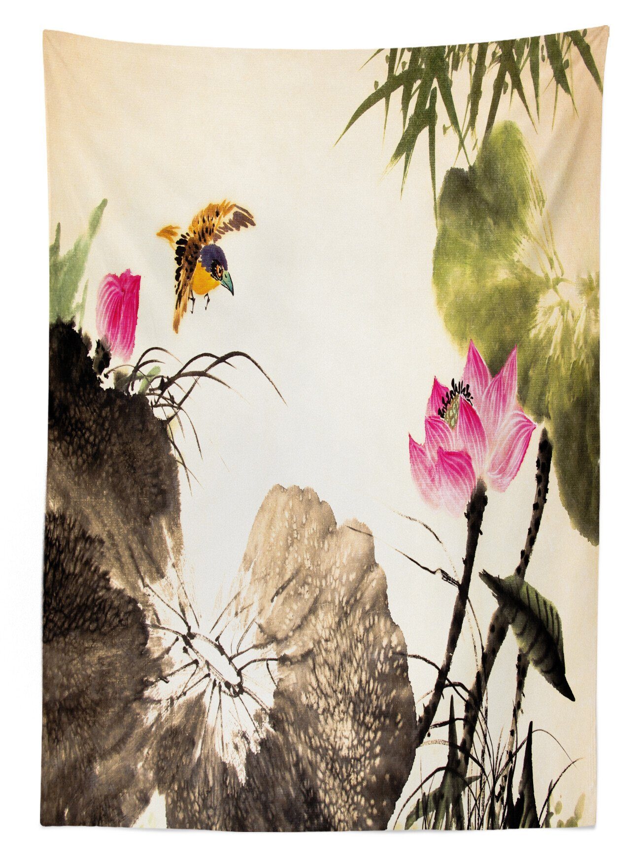 geeignet Bereich Vogel-Springen Farbfest den Klare Tischdecke in Abakuhaus Lotus Für Außen Waschbar Farben, Kunst