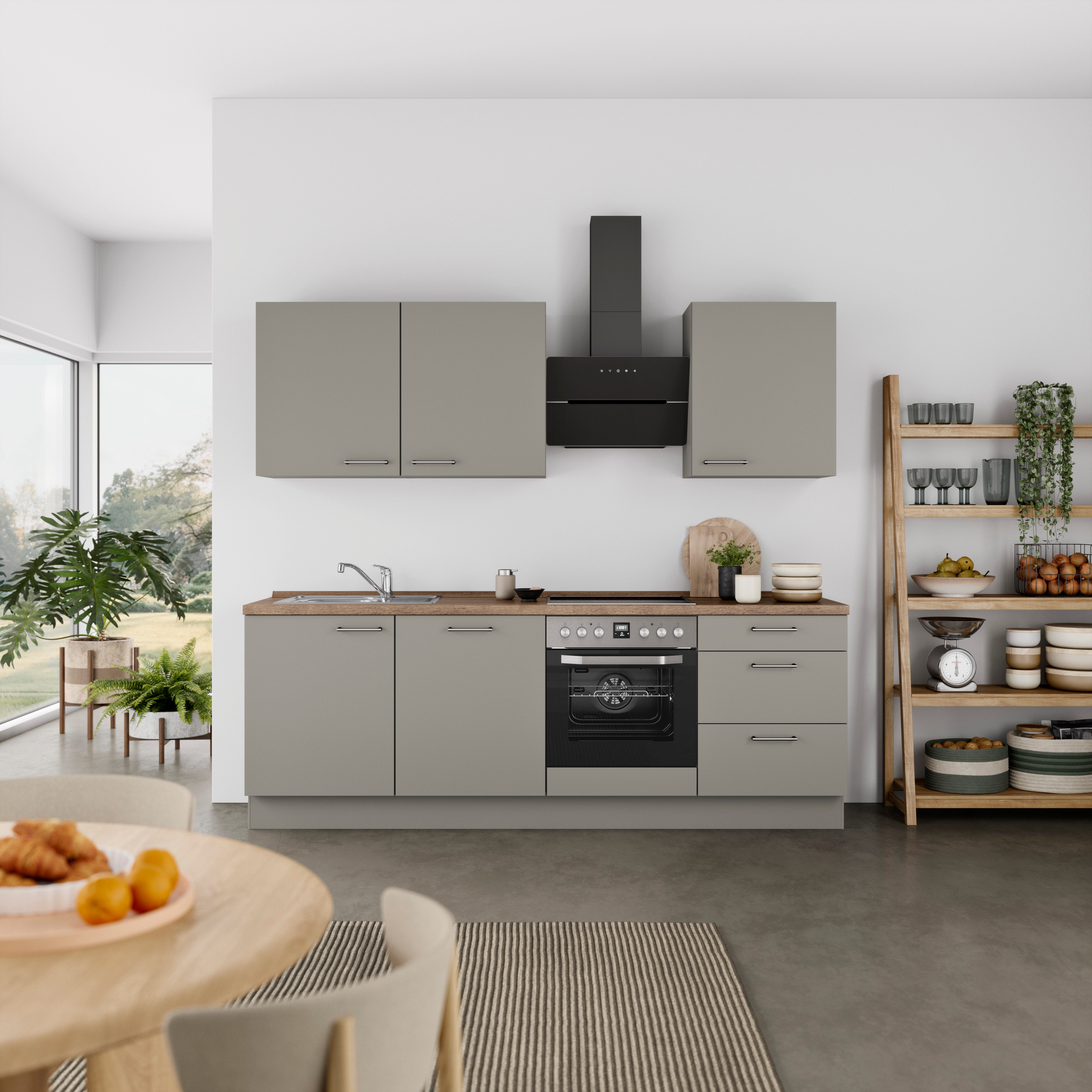 nobilia® Küchenzeile "Laser II", NEU: individuell anpassbar mit gratis Profi-Beratung, vormontiert, 240 cm breit, optional mit verschiedenen E‑Geräte-Sets