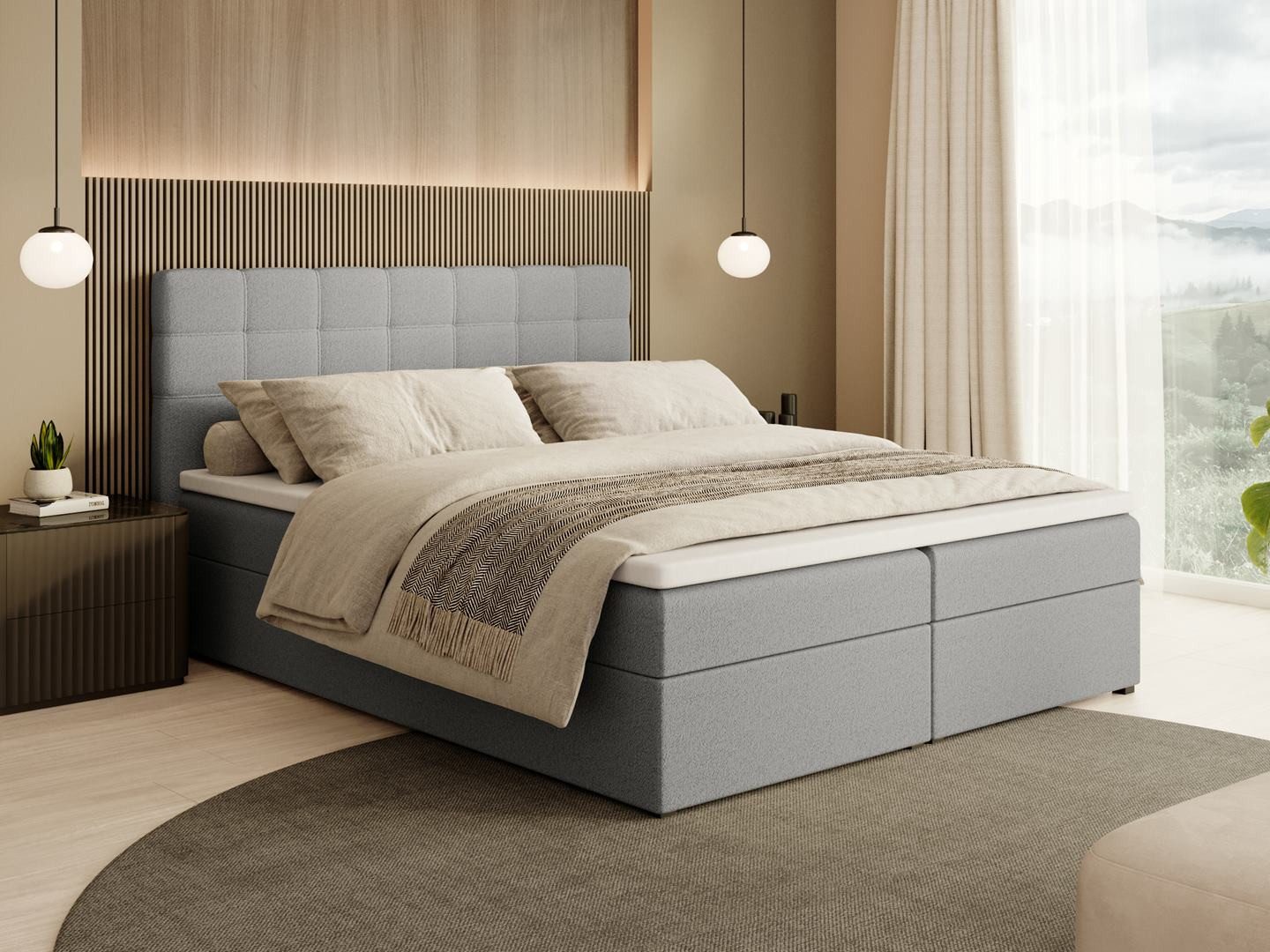 Beautysofa Boxspringbett Kontinentales mit Bettkasten TOPIQ BOUCLÉ (mit FED günstig online kaufen