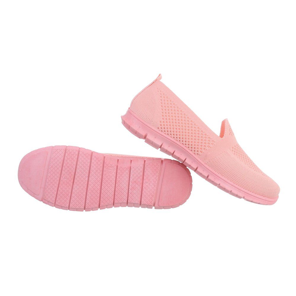 in Low Sneakers Flach Low-Top Damen Ital-Design Slipper Freizeit Rosa