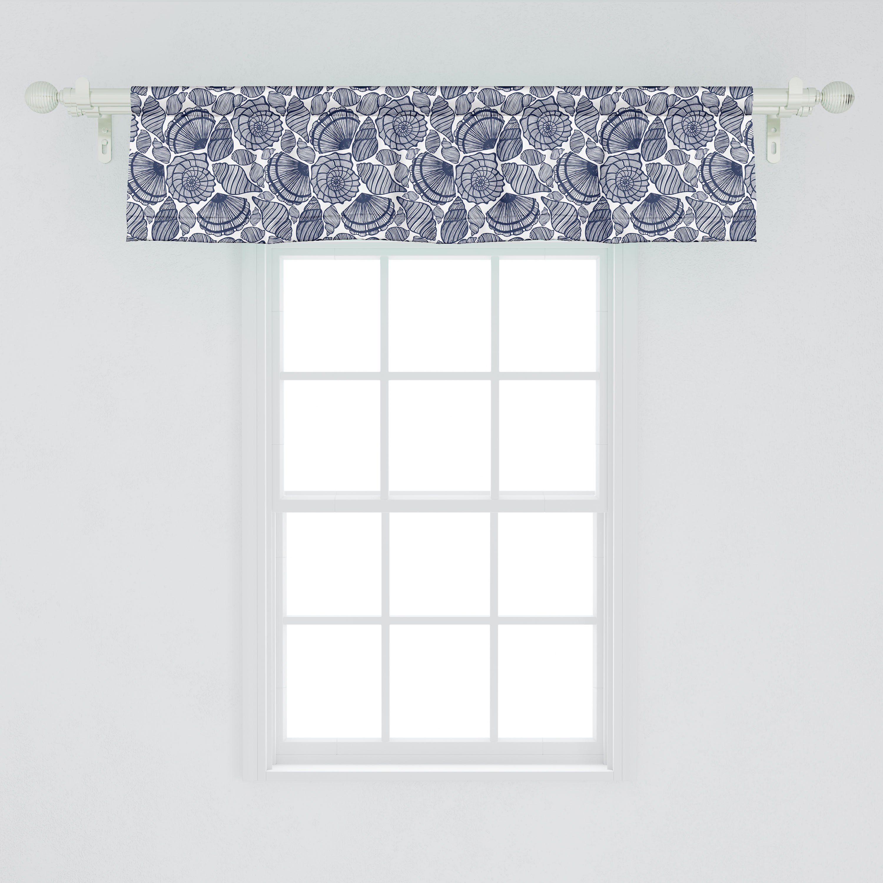 Schlafzimmer Wassertiere für Dekor Küche Microfaser, Scheibengardine Navy Volant Stangentasche, Linien Vorhang Abakuhaus, mit blau
