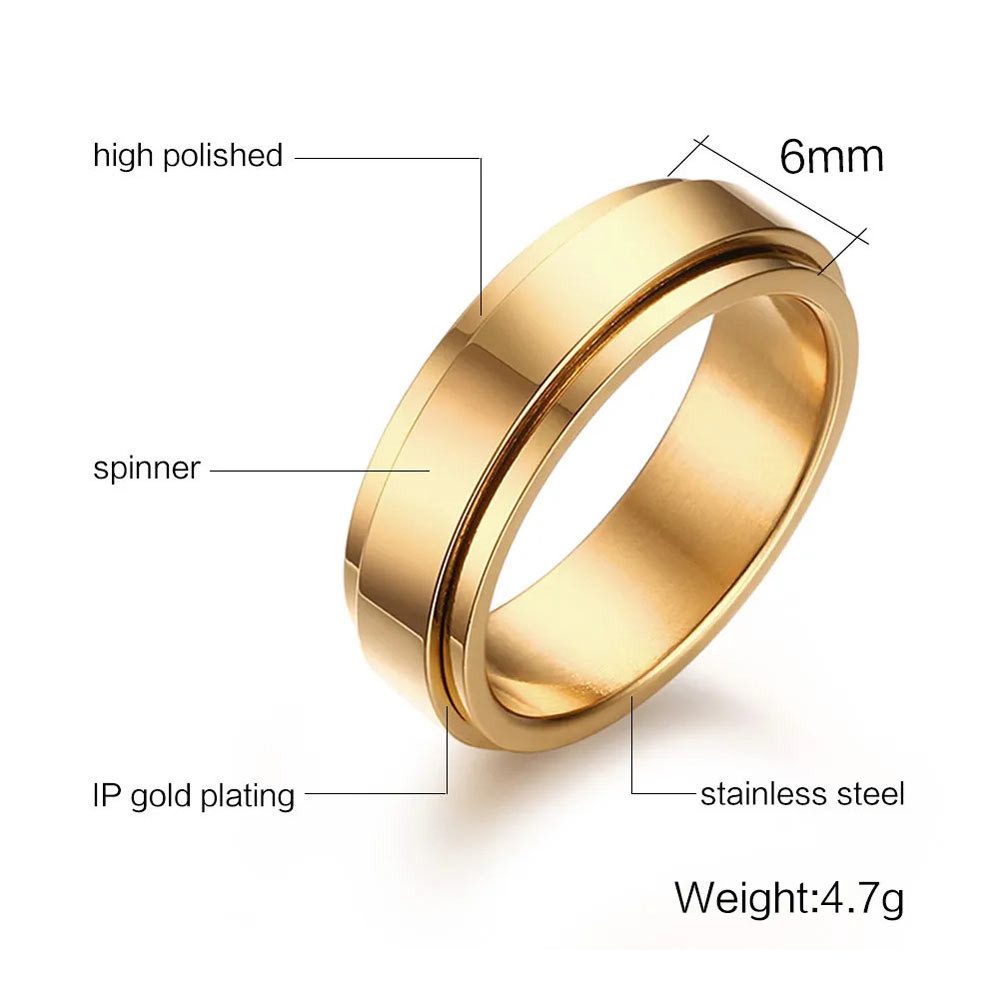 Order & Smile Schmuck Fingerring Drehring gold: Spinning Ring aus Edelstahl günstig online kaufen